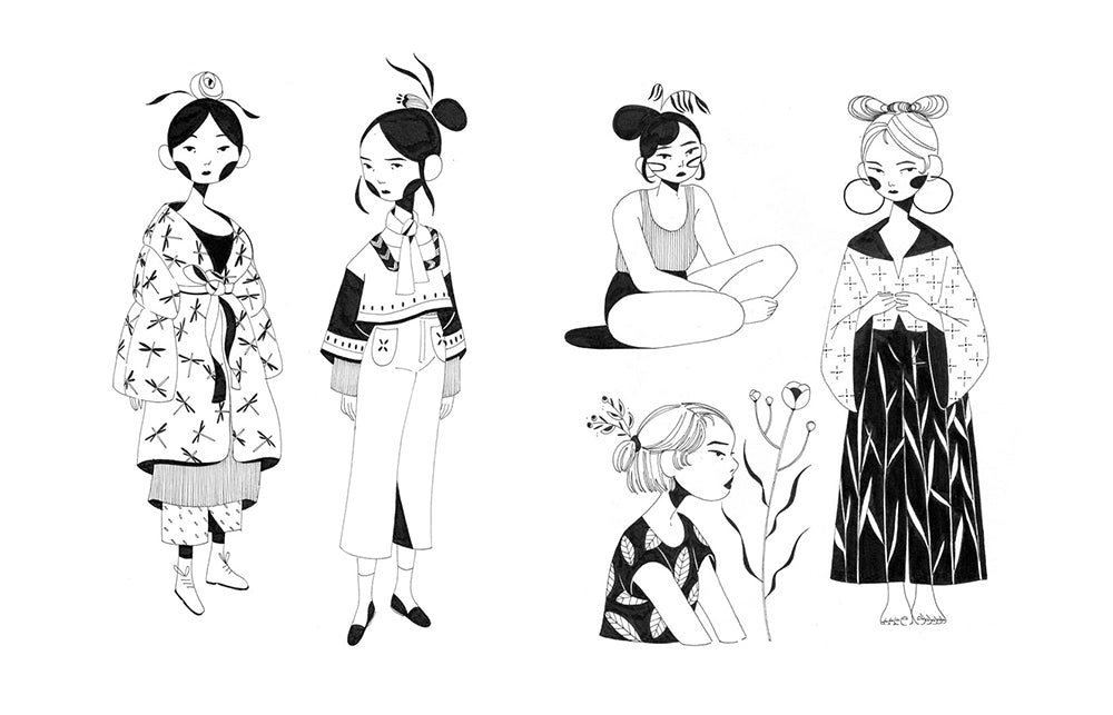 Ink based black and white illustrations by artist Johanna Springer