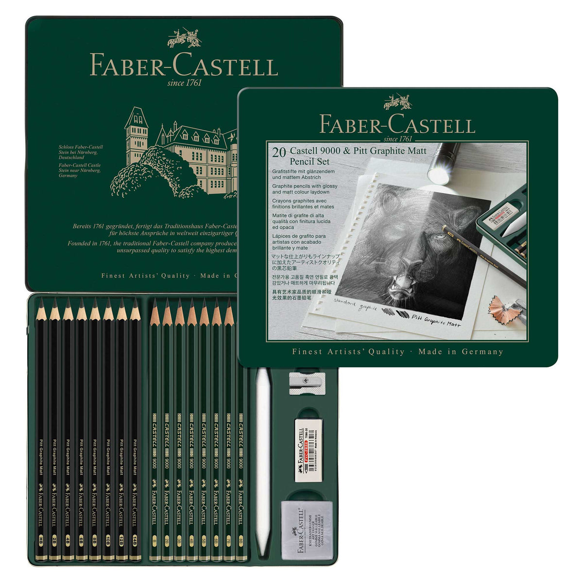 Faber-Castell PITT Graphite Matt &amp; Castell 9000 Pencil Set of 20