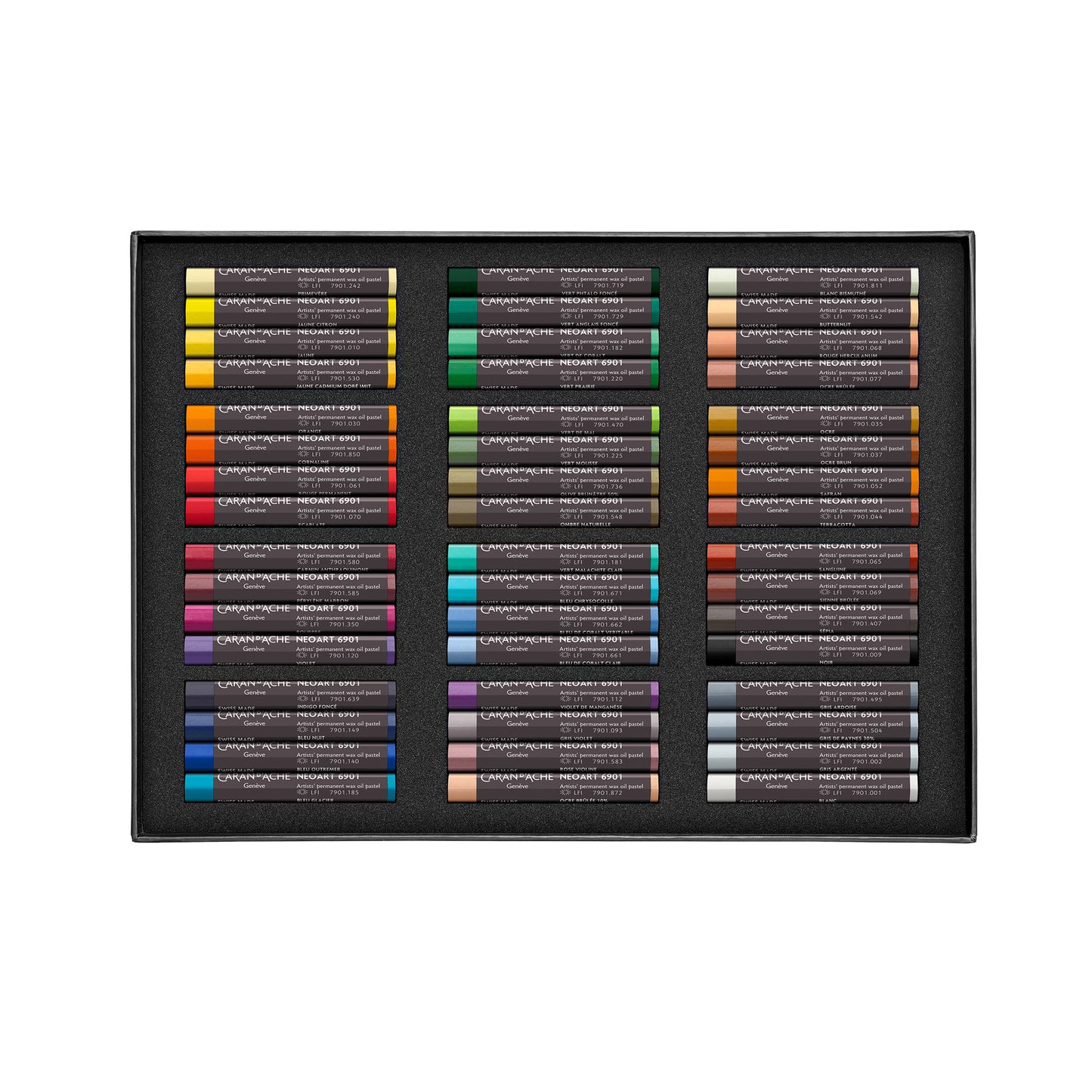 Caran d'Ache Neoart 6901 Wax Oil Pastels - Box of 48 - Contents