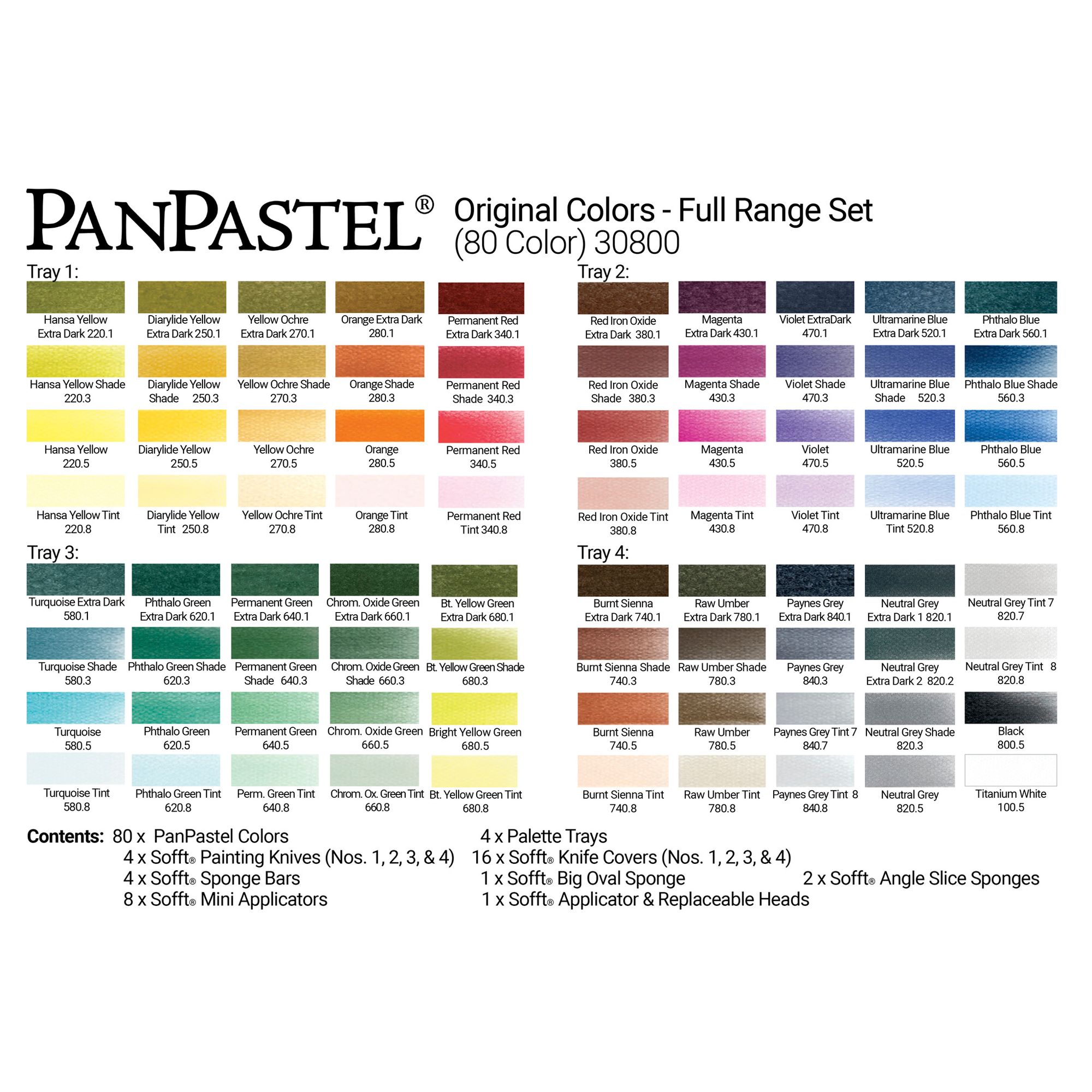 PanPastel Complete Original Colours Range - 80 Colours Set - Colour Swatches