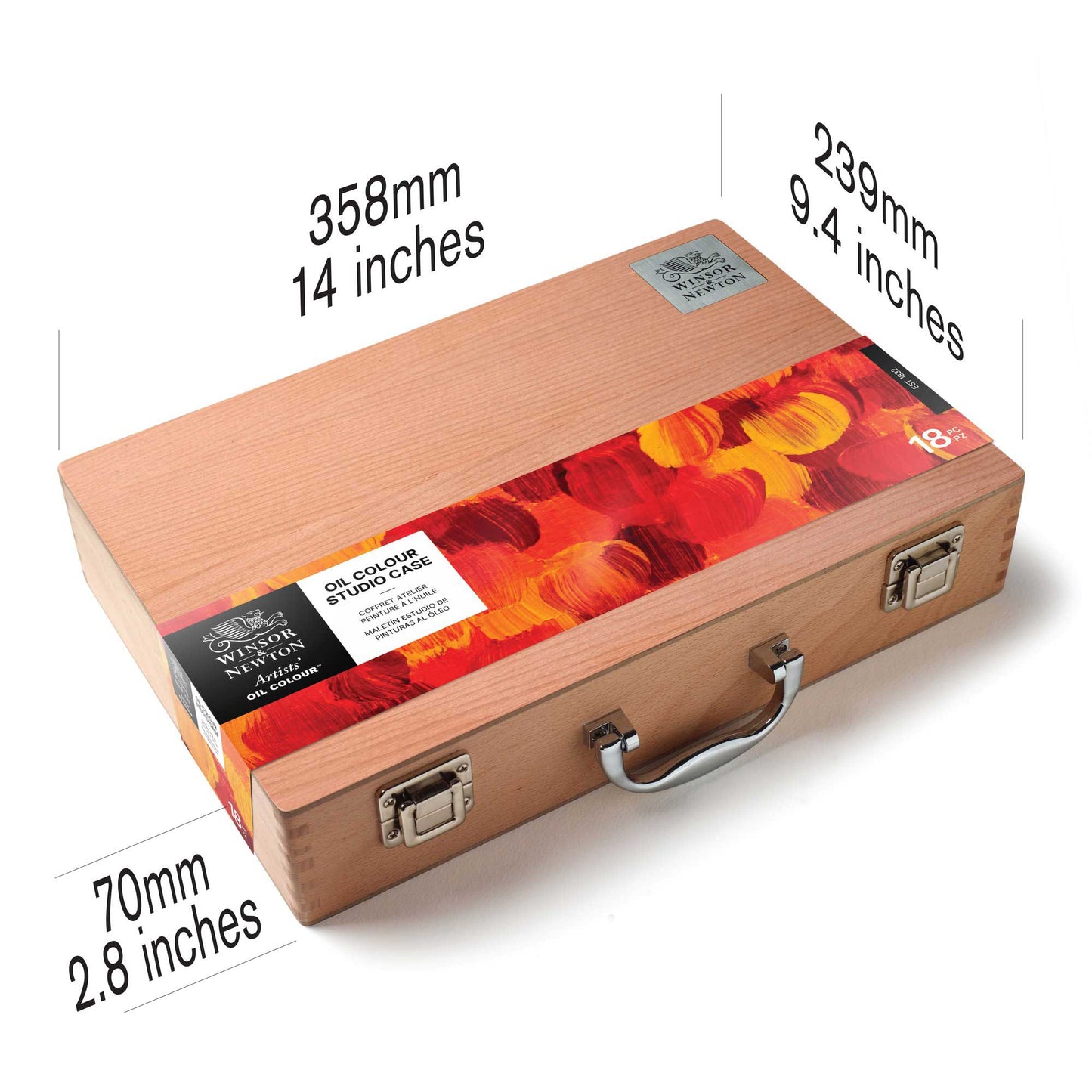 Winsor & Newton Artists' Oil Colour Studio Case - Measurements