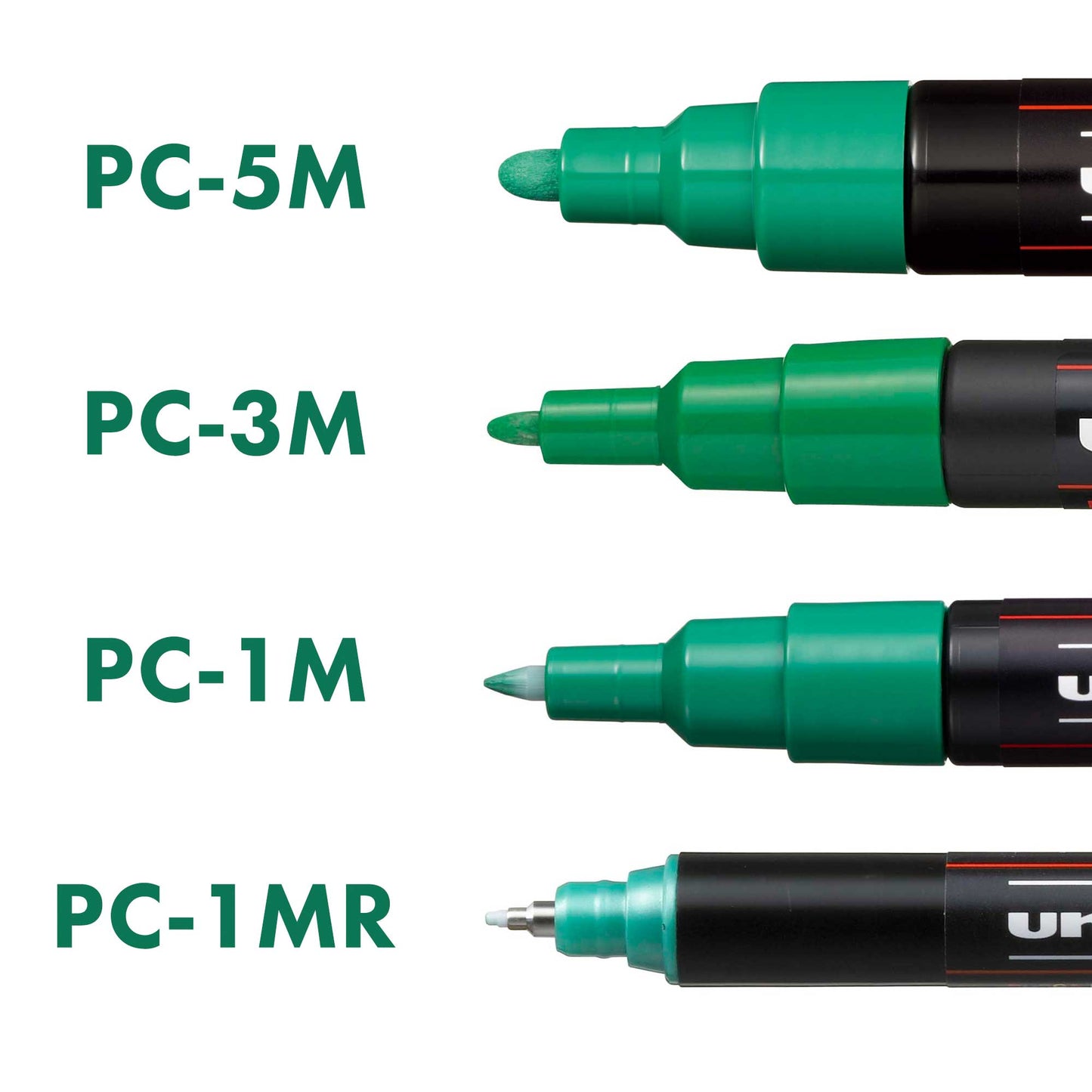 Posca Markers - 8 Standard Colours - Assorted Sizes Nibs Closeup
