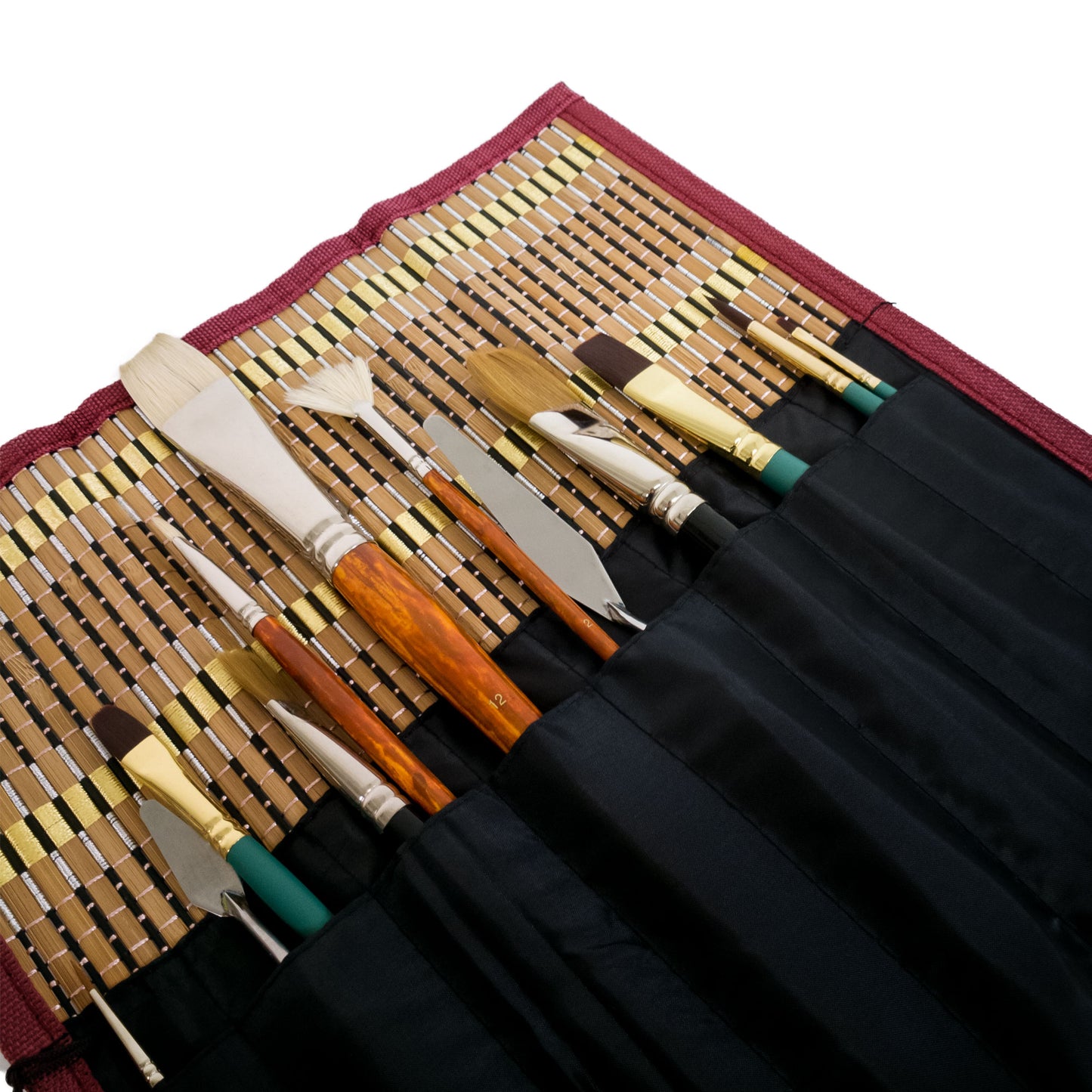 Bamboo Brush Wrap, With Example Brushes, Closeup