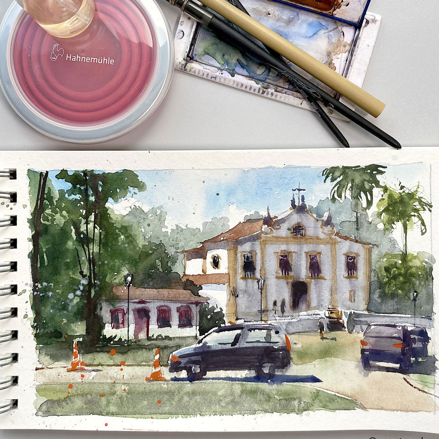 Hahnemühle Bamboo Carnet de Voyage Mixed Media Pad Sample Painting