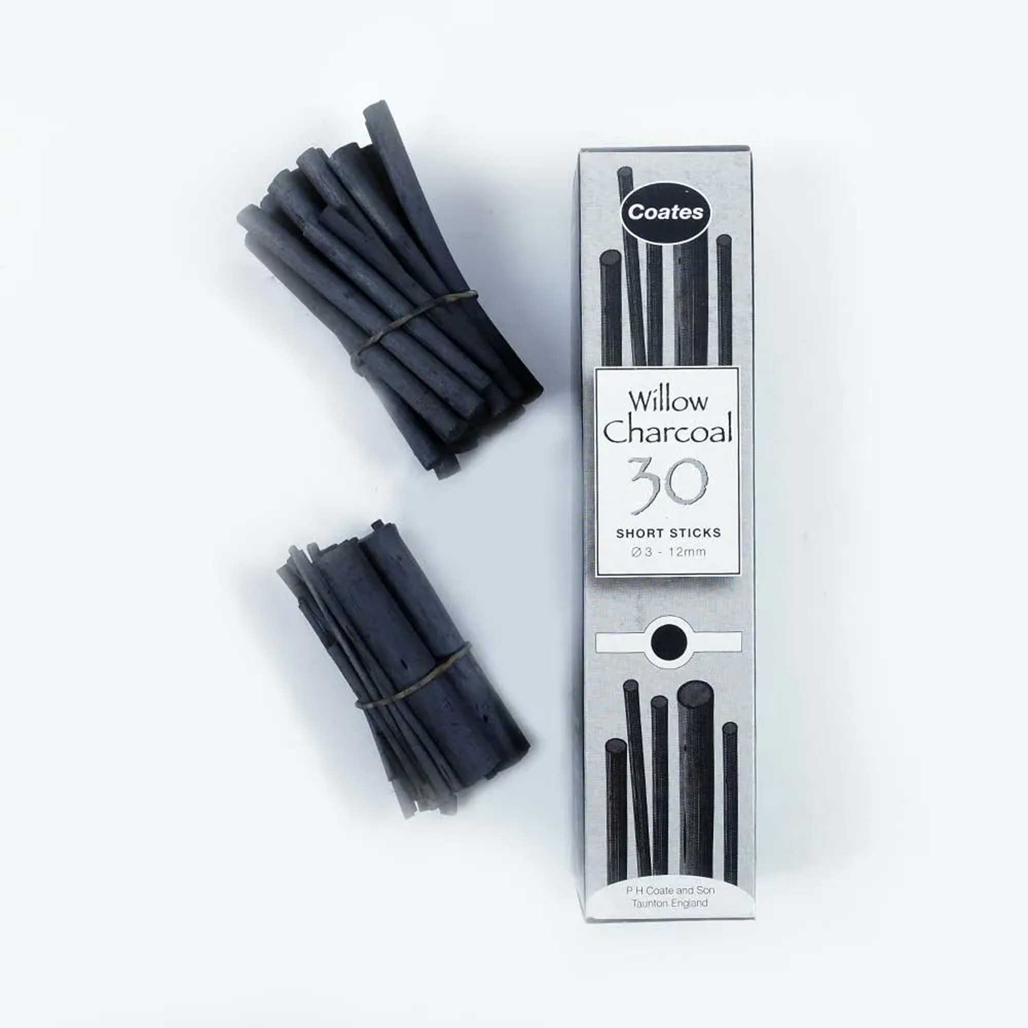 Coates Willow Charcoal 30 Assorted Short Sticks (3- 12mm) Media 1 of 2