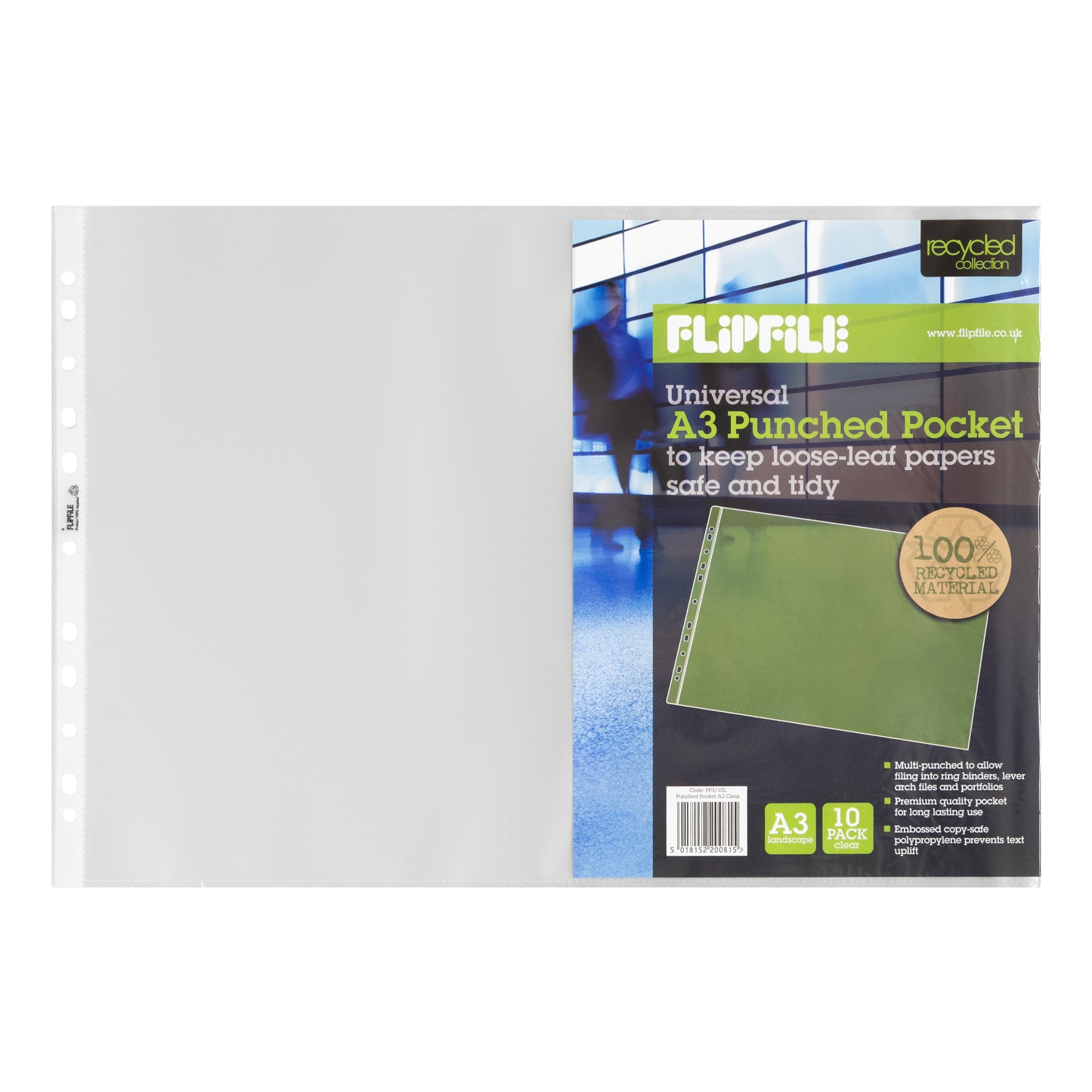 Flipfile Universal Punched Pocket - A3 - Landscape - Pack of 10