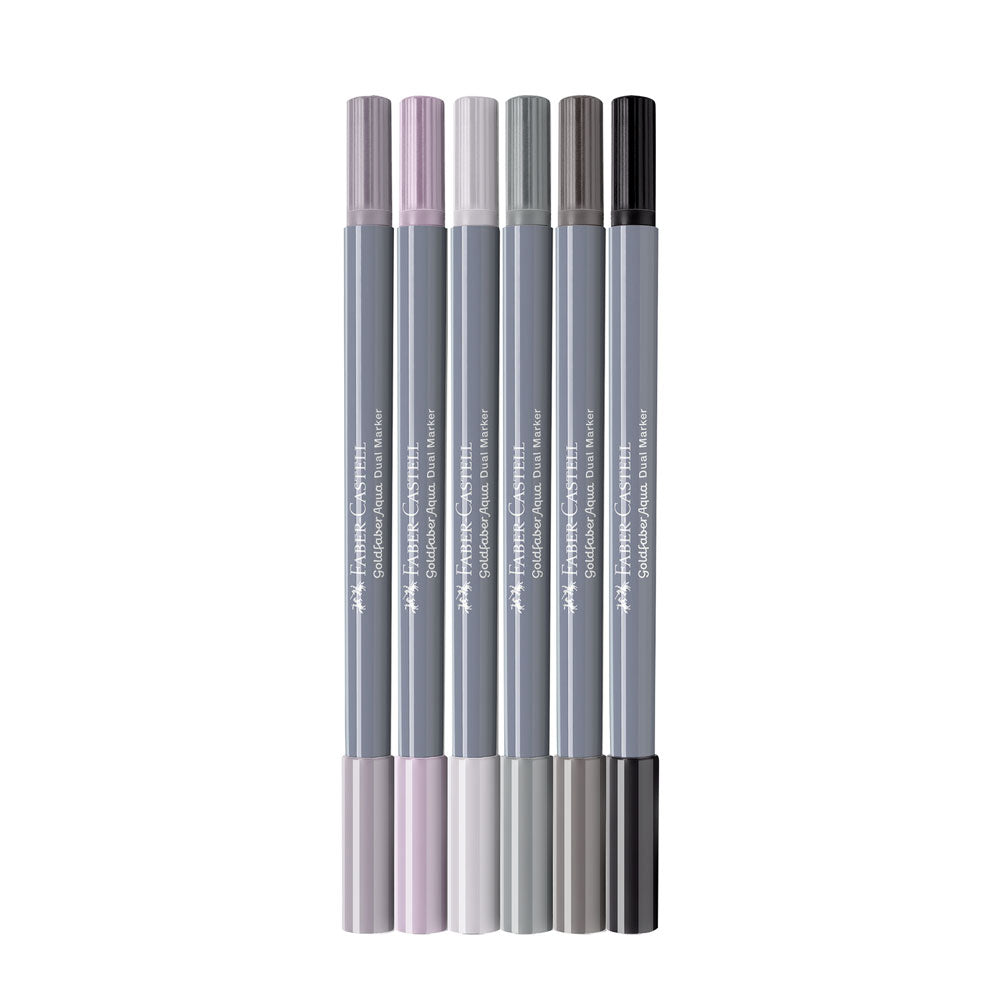 Faber-Castell : Goldfaber : Aqua Dual Marker : Shades Of Grey : Set Of 6