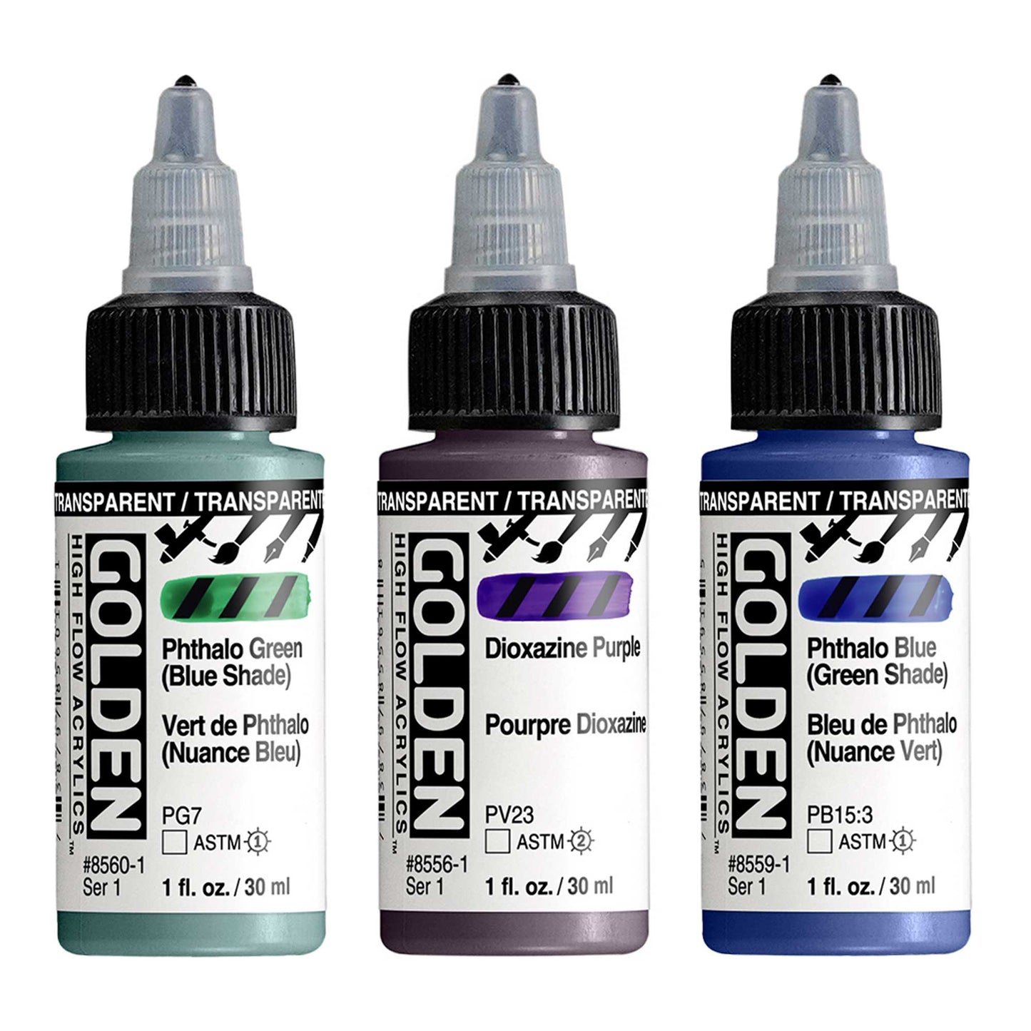 Golden High Flow Acrylics - Transparent Colours 30ml