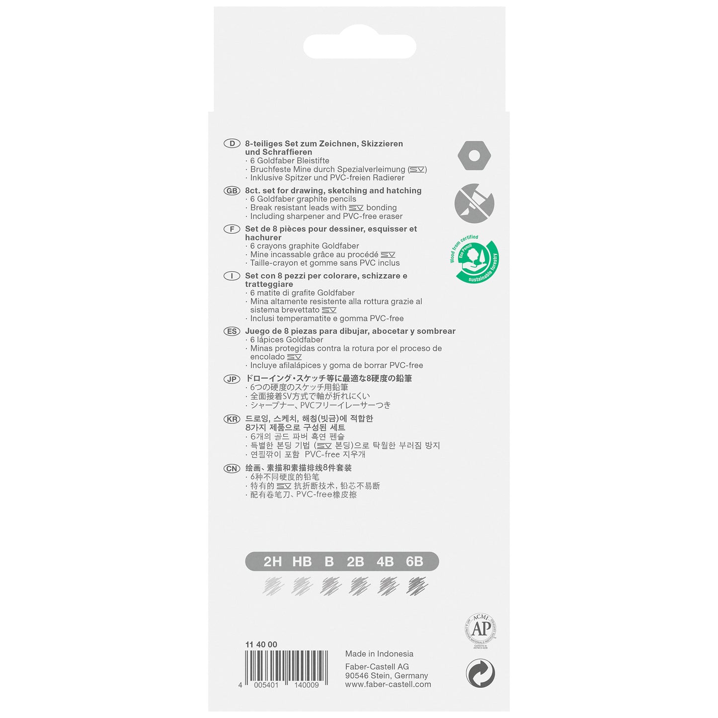 Faber-Castell Graphite Sketch Set - Goldfaber - Box Back