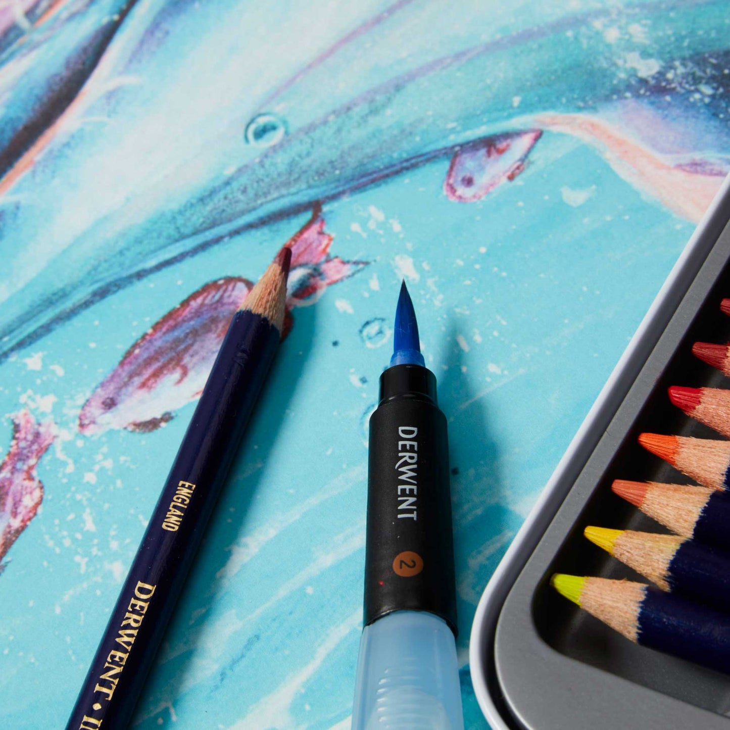 Derwent Inktense Individual Pencils Sample Closeup