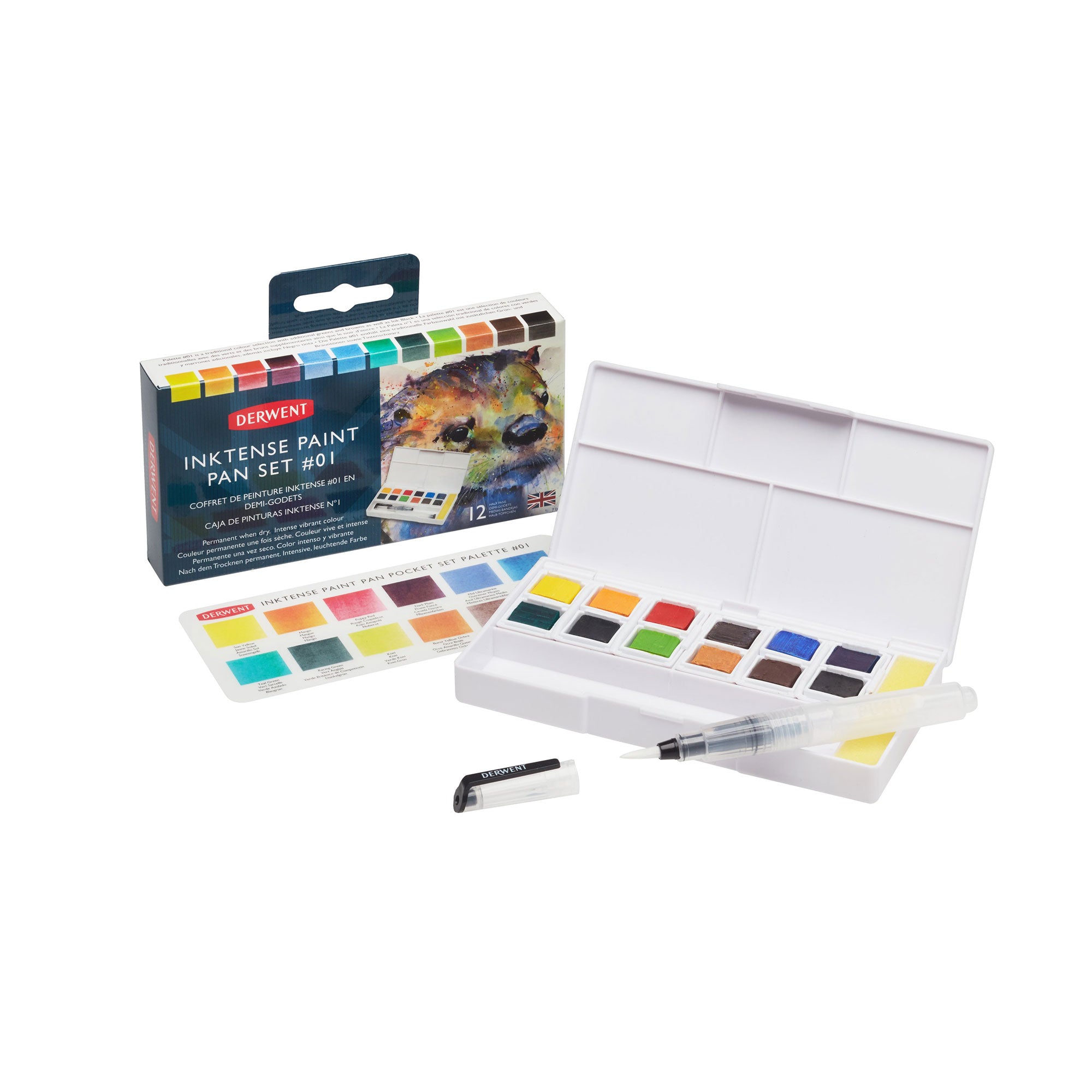 Derwent Inktense 12 Paint Pan Travel Set #1 with Box