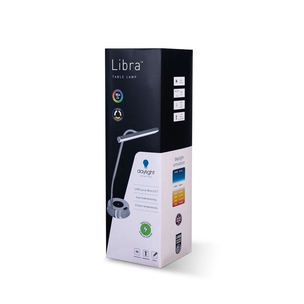 Daylight Lighting : Libra : Table Lamp : Brushed Steel