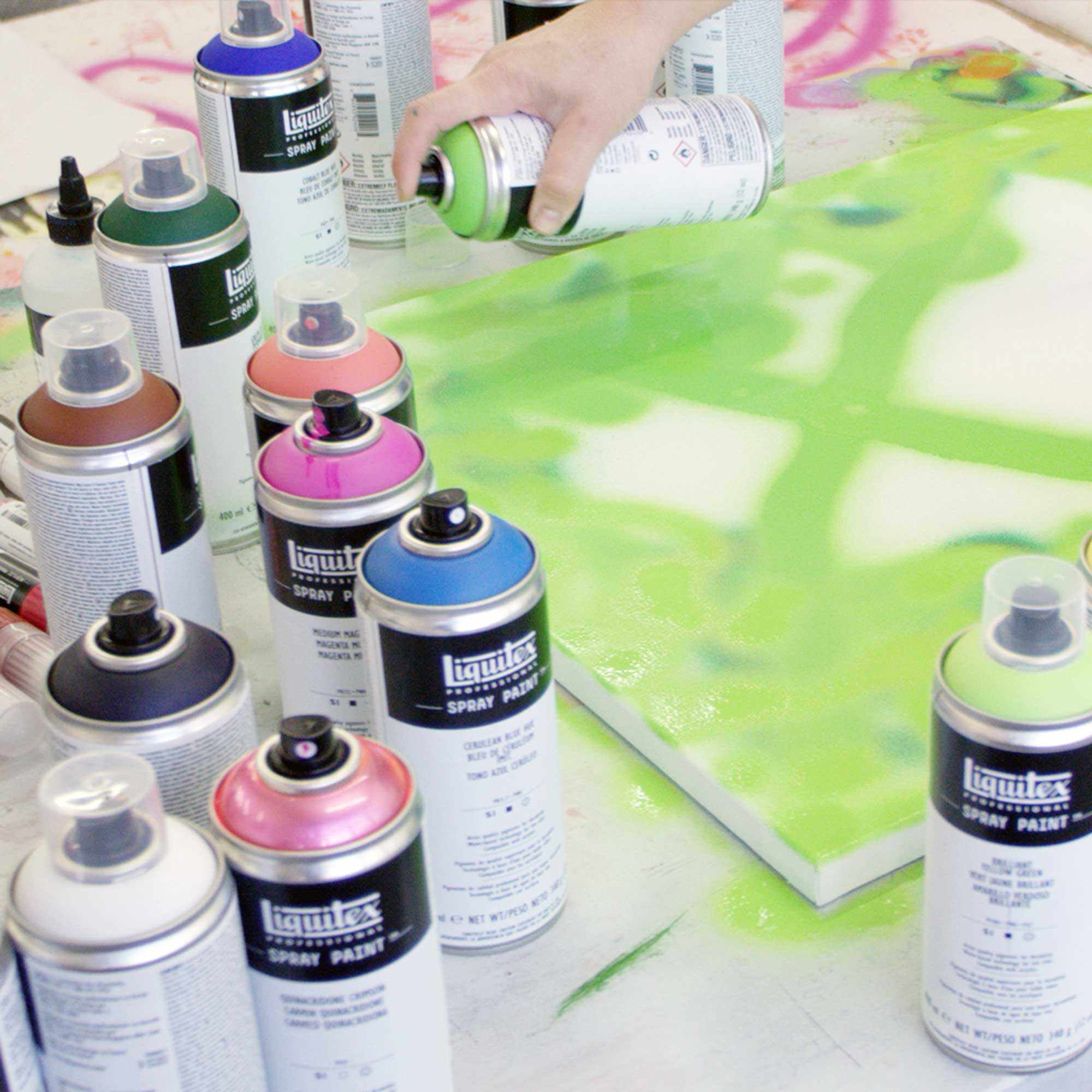 Liquitex Spray Paint 400ml SERIES 1 in use
