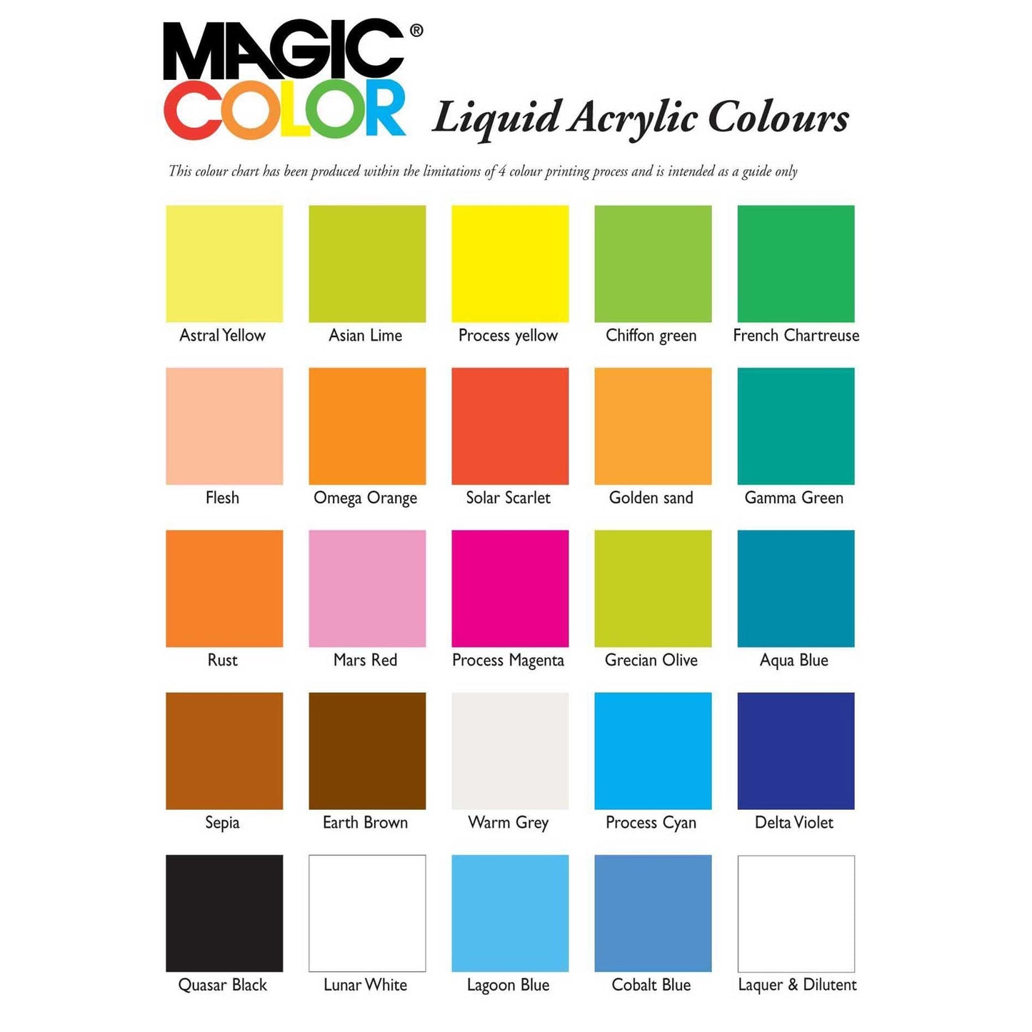 MAGIC COLOR Liquid Acrylic Colour Swatches