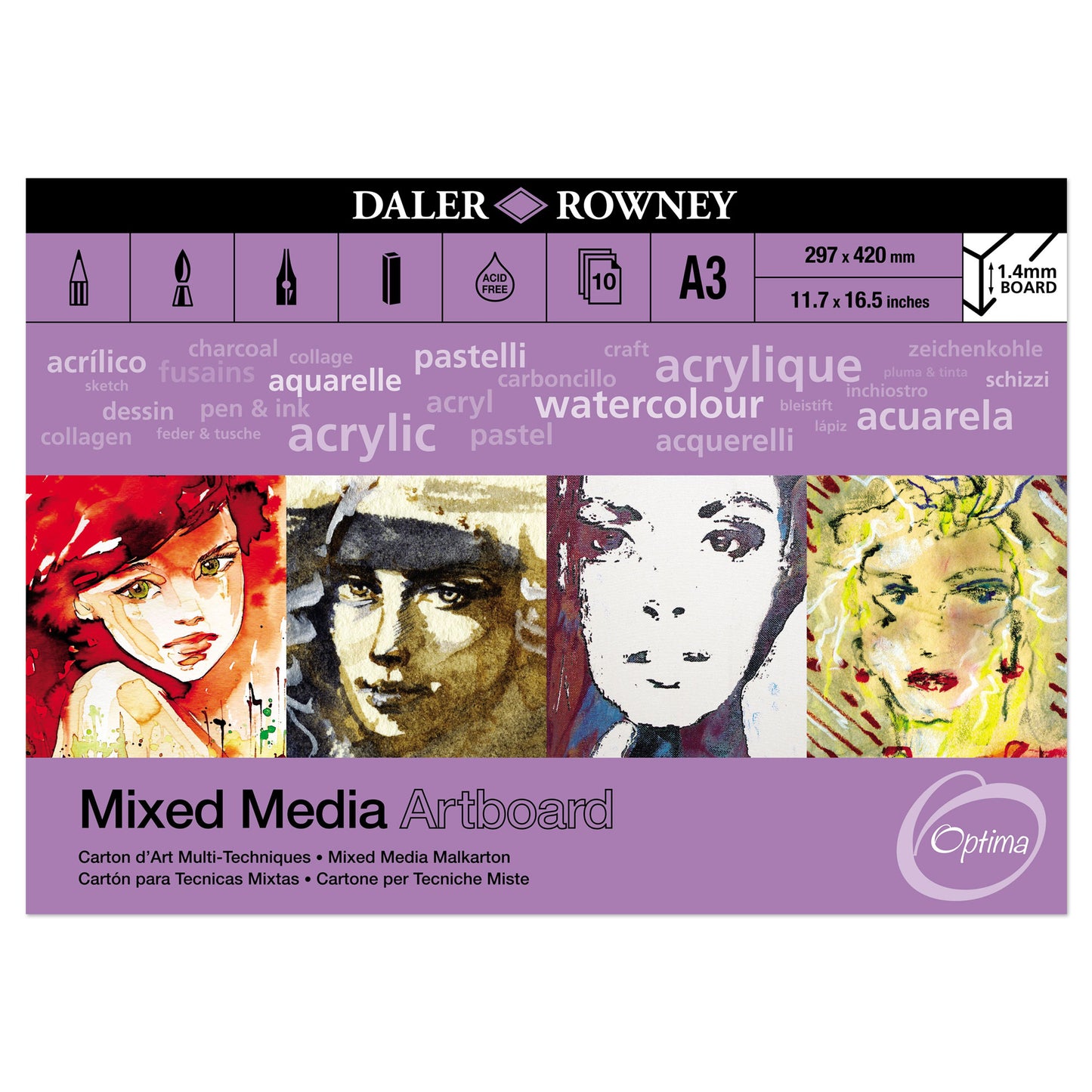 Daler-Rowney Optima Mixed Media Artboard Pads - A3