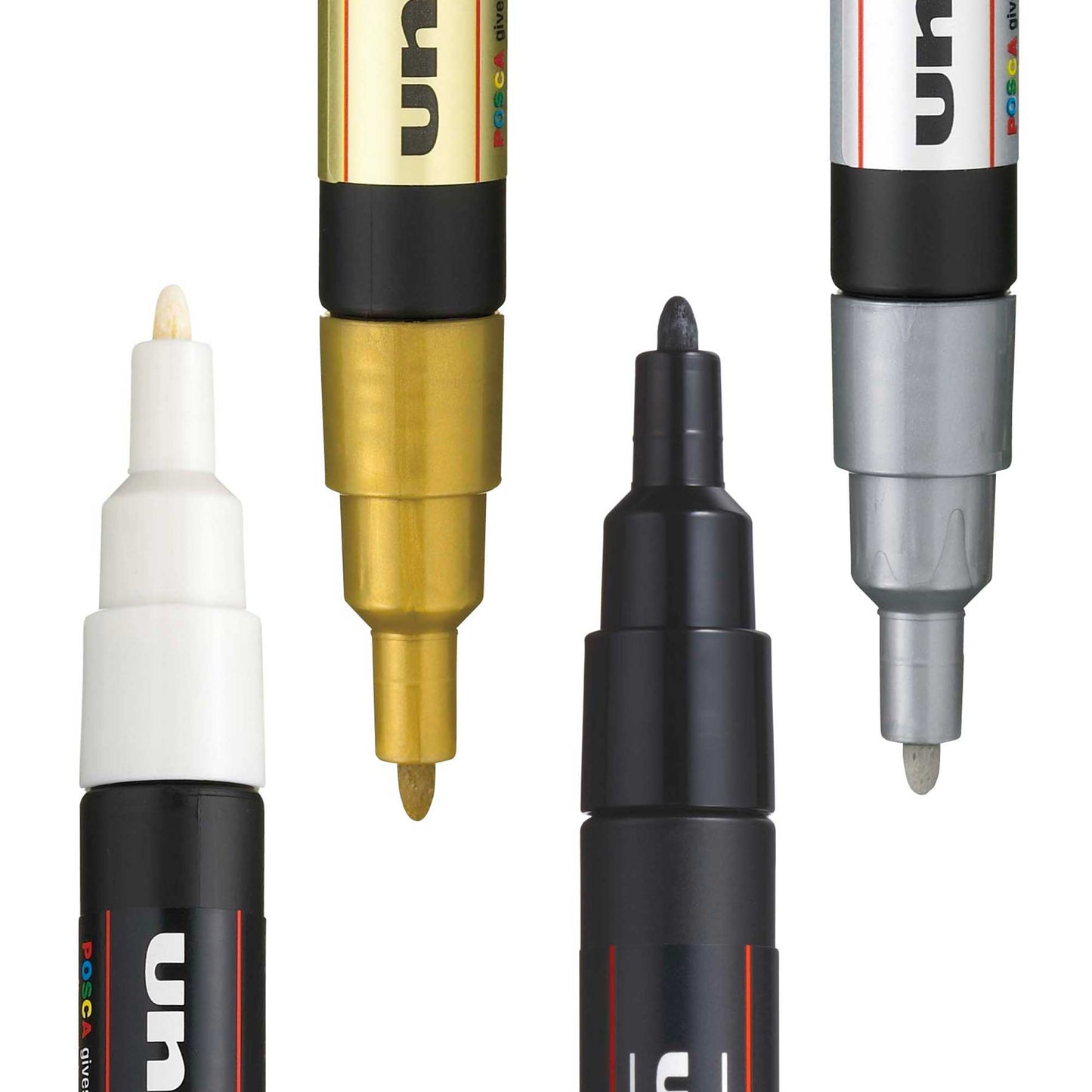 Posca Markers - 0.9 - 1.3mm - 4 Mono Tones - PC-3M - Nib and Colour Closeup