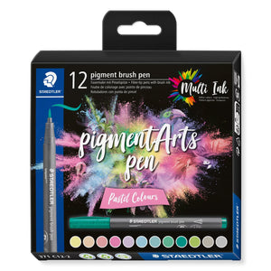 Staedtler Pigment Arts Multi Ink Brush Pens - Pastel Colours - Set of 12