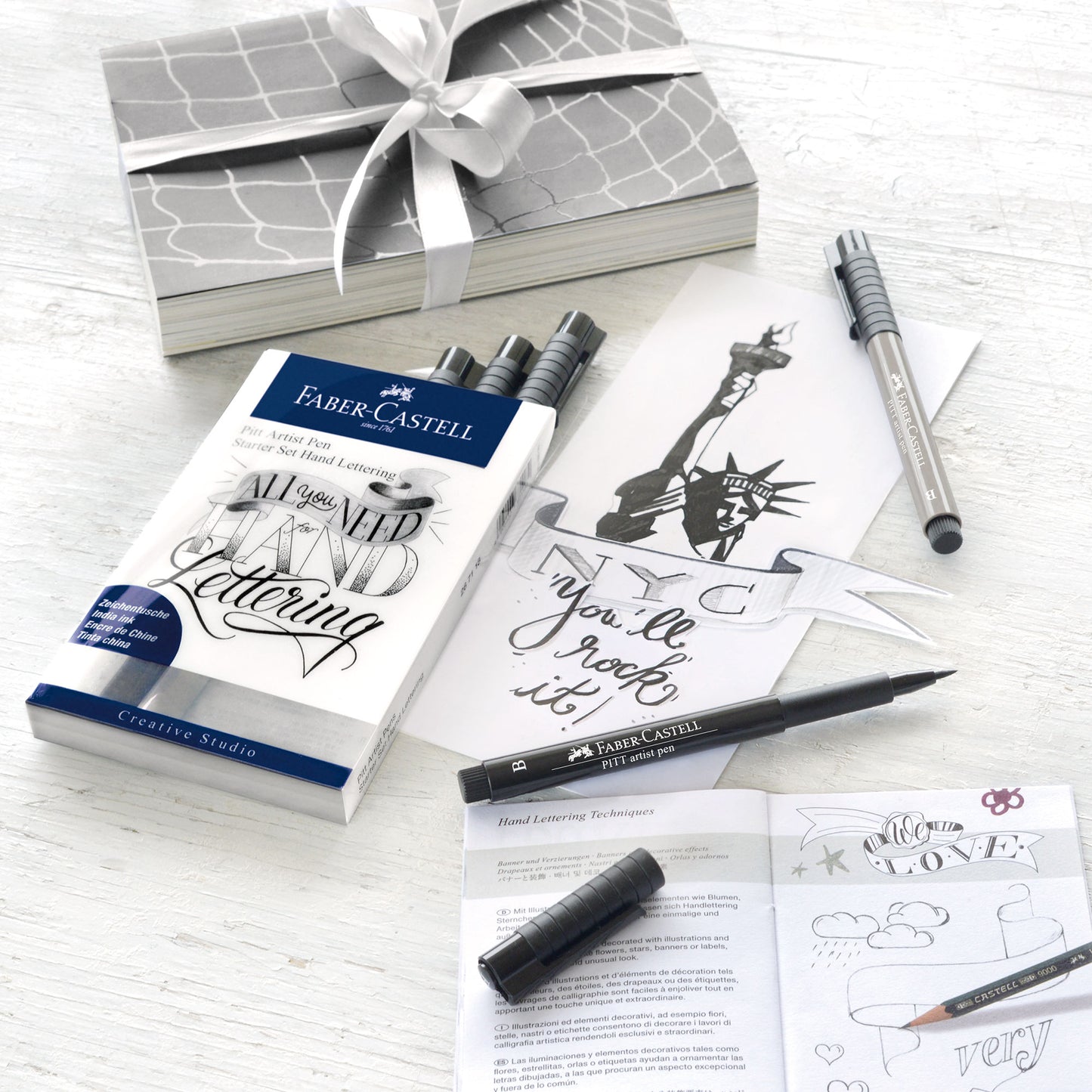 Faber-Castell Indian Ink Pitt Artist Pens - Hand Lettering Set of 9 - Mood Photo