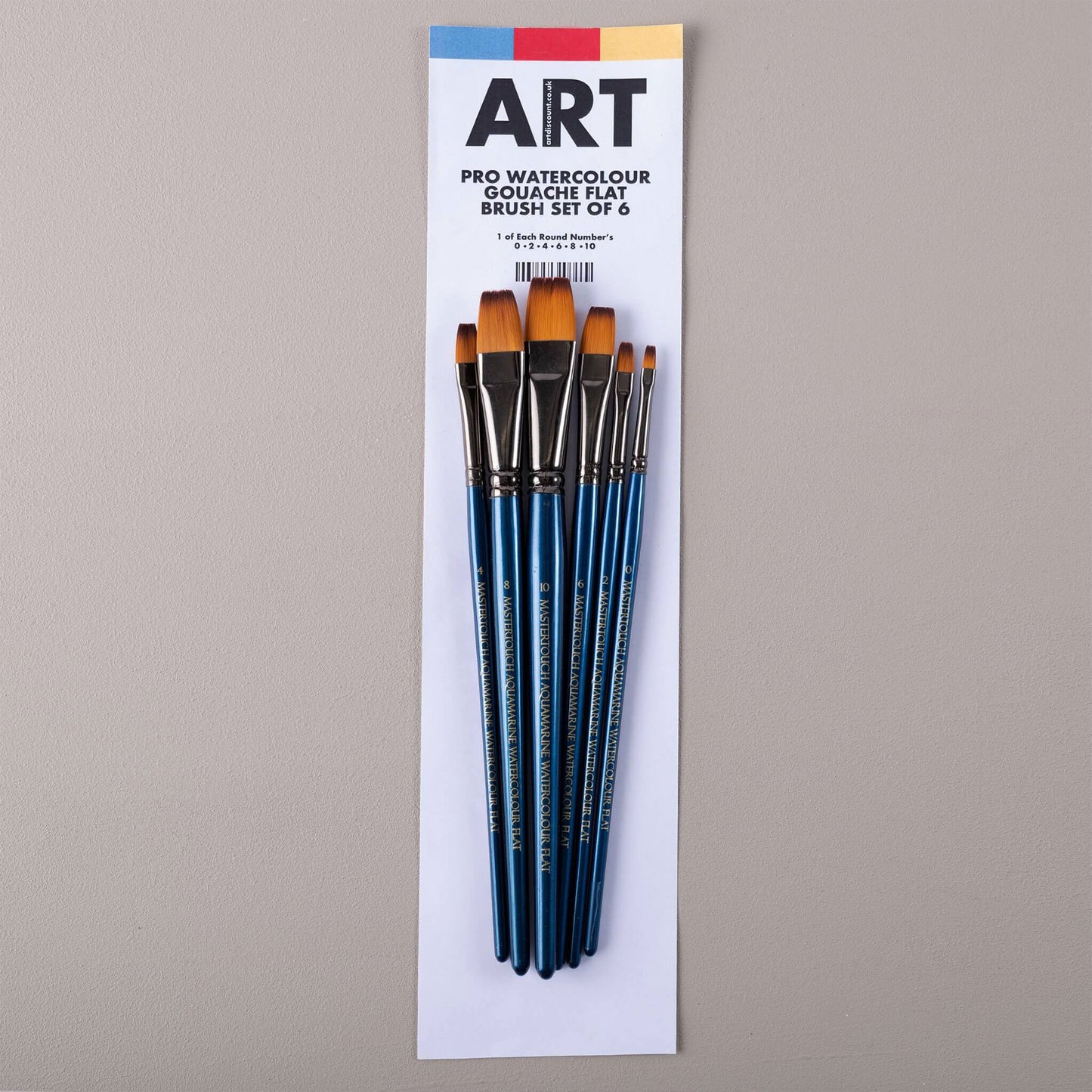 ARTdiscount Pro Watercolour/Gouache Flat Brush Set of 6 full view