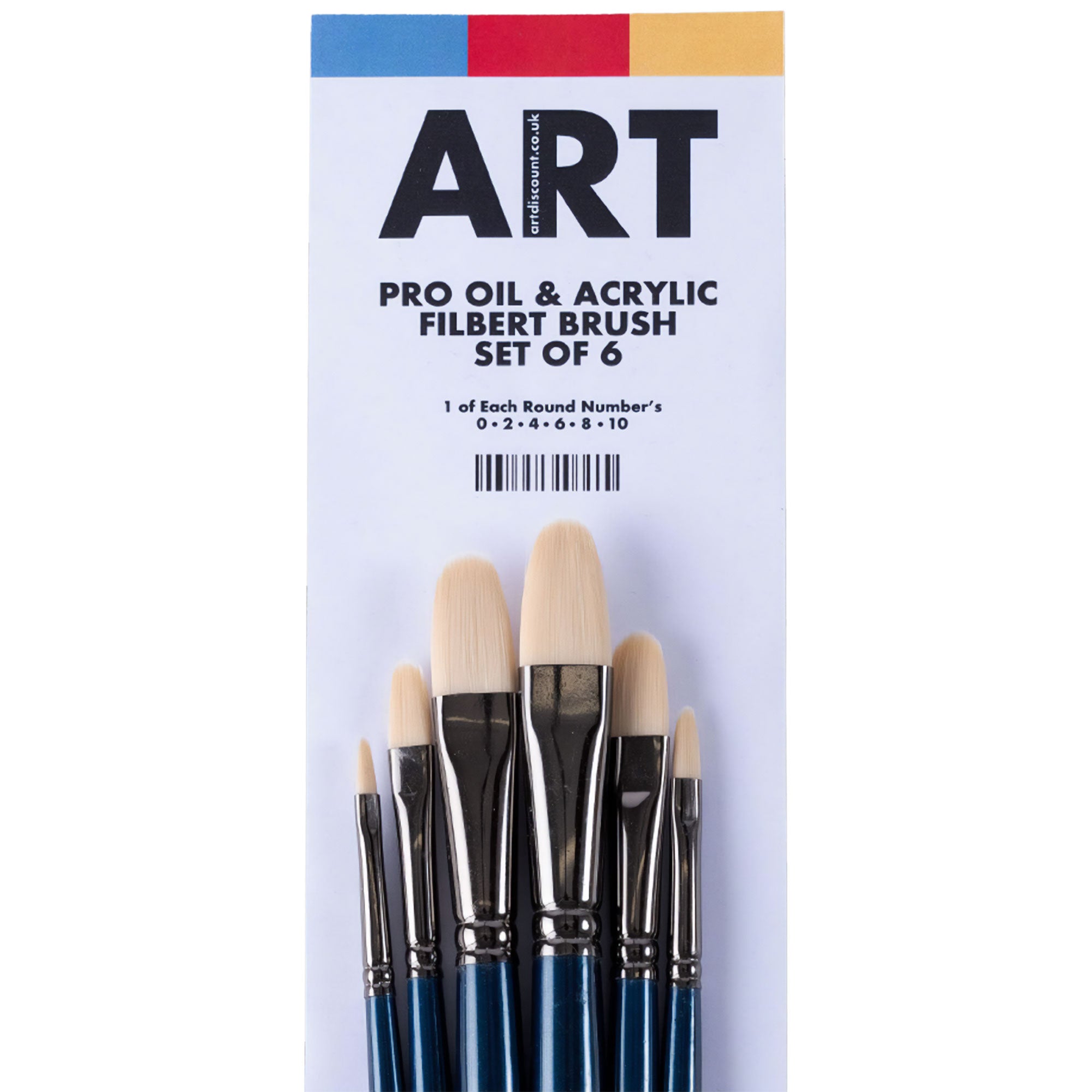 ARTdiscount Pro Oil & Acrylic Filbert Brush Set of 6