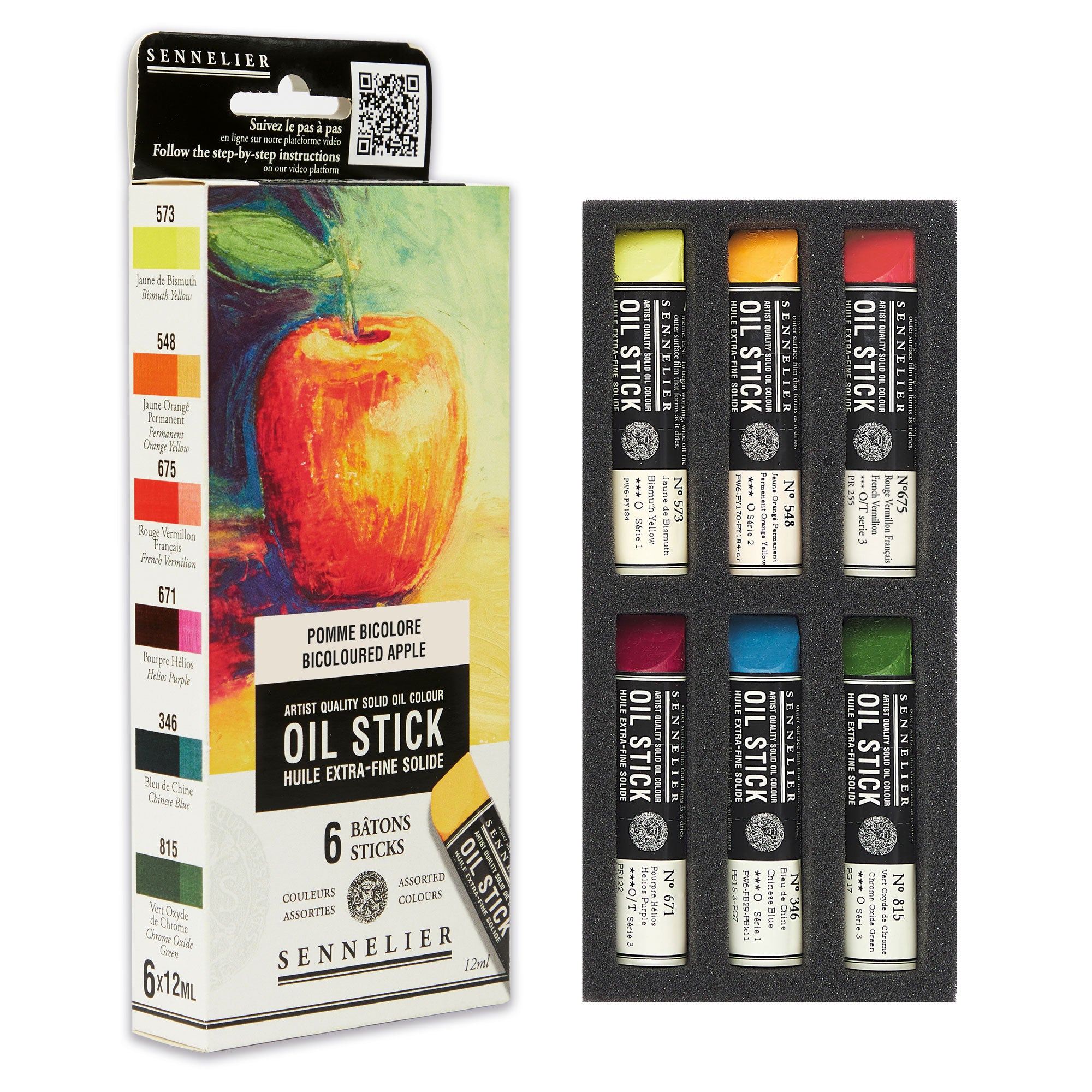 Sennelier Extra Fine Oil Stick 12ml - Set of 6 - Bicoloured Apple