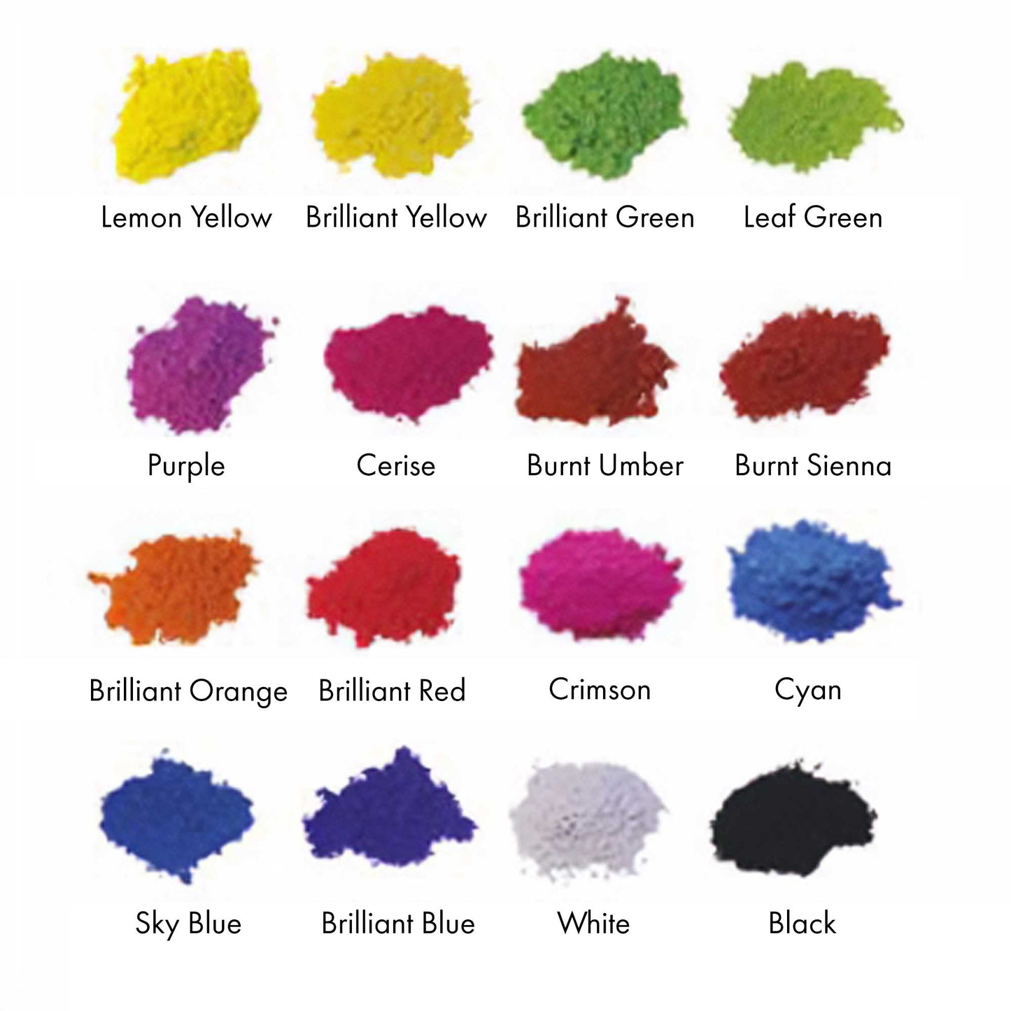 Powder Colour 500g - Colour Swatches