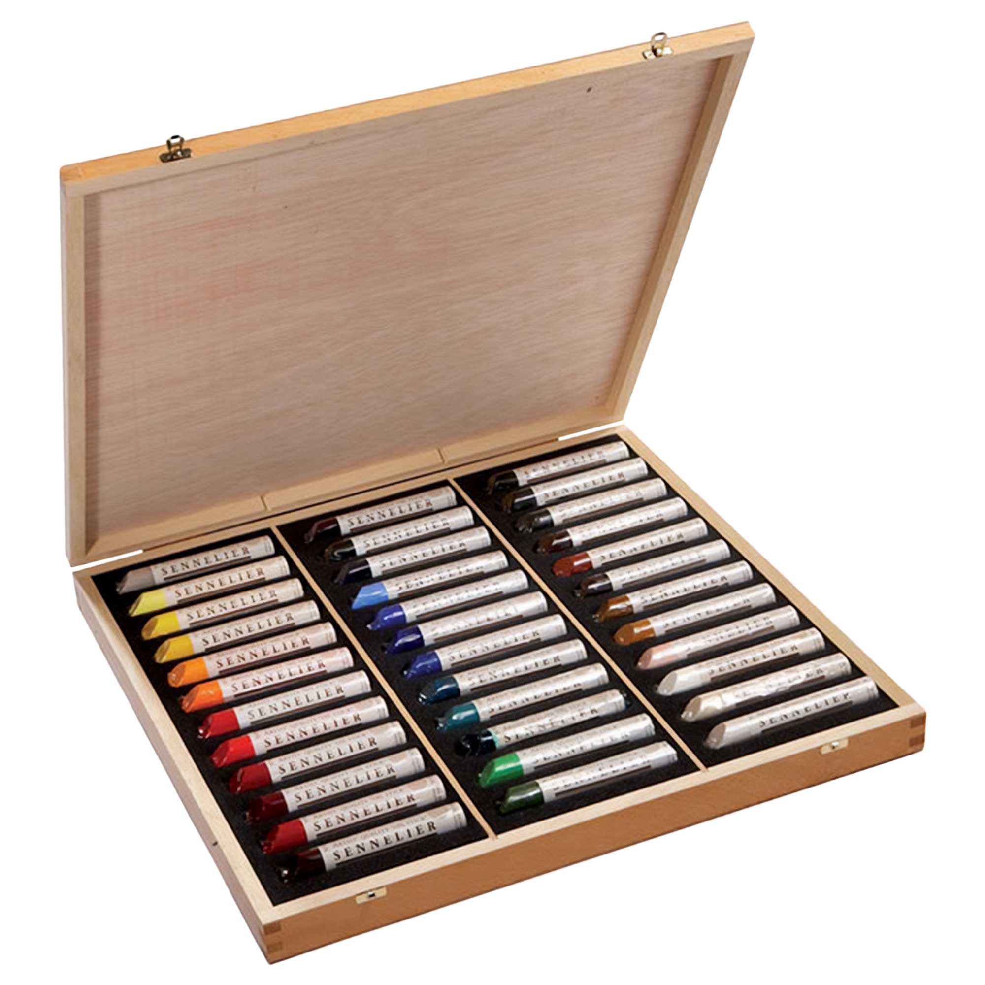 Sennelier Wood Box Oil Stick 38ml - Set of 36 - Includes Complimentary Artists Apron
