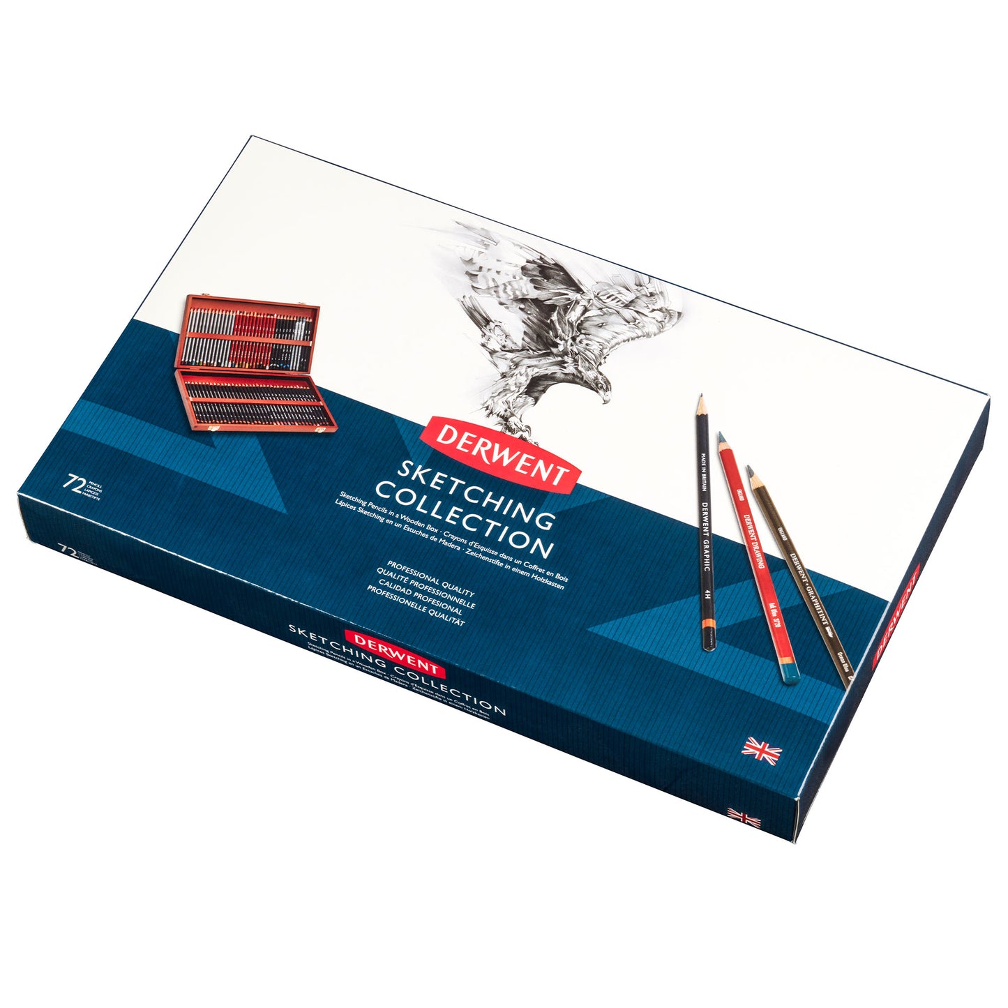 Derwent Sketching 72 Wooden Box Packaging
