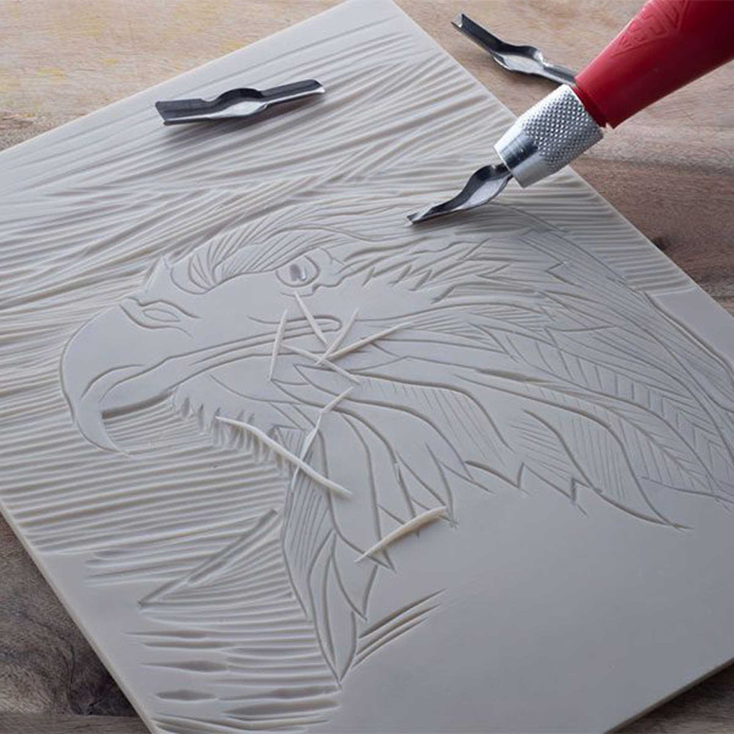 Essdee Softcut Natural Lino Block (Single Block) - 3mm thick - Sample Image of an Eagle