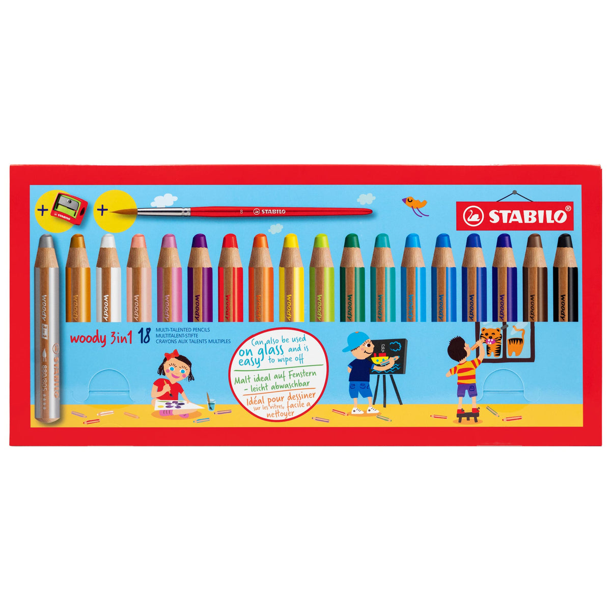 Stabilo Woody 3 in 1 Pencil Crayons - Set of 18