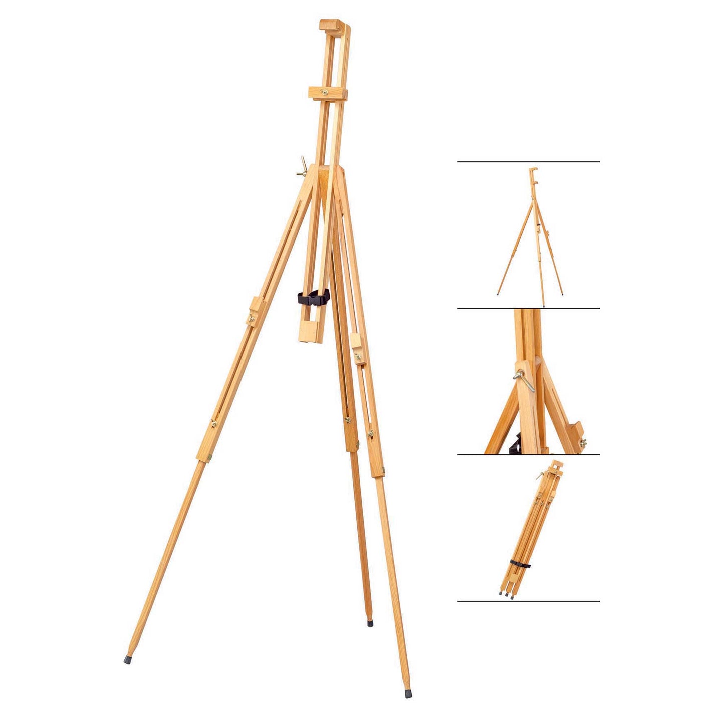 Tart Tripod Field Easel with closeups, and a showcase of how it closes up for portability