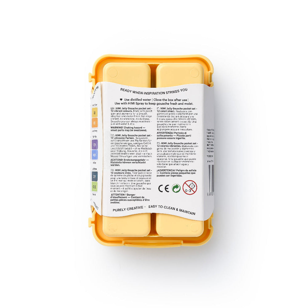 HIMI : Gouache : 12ml Twin Cups : Set of 12 : Super Vibrant : Plastic Case : Yellow