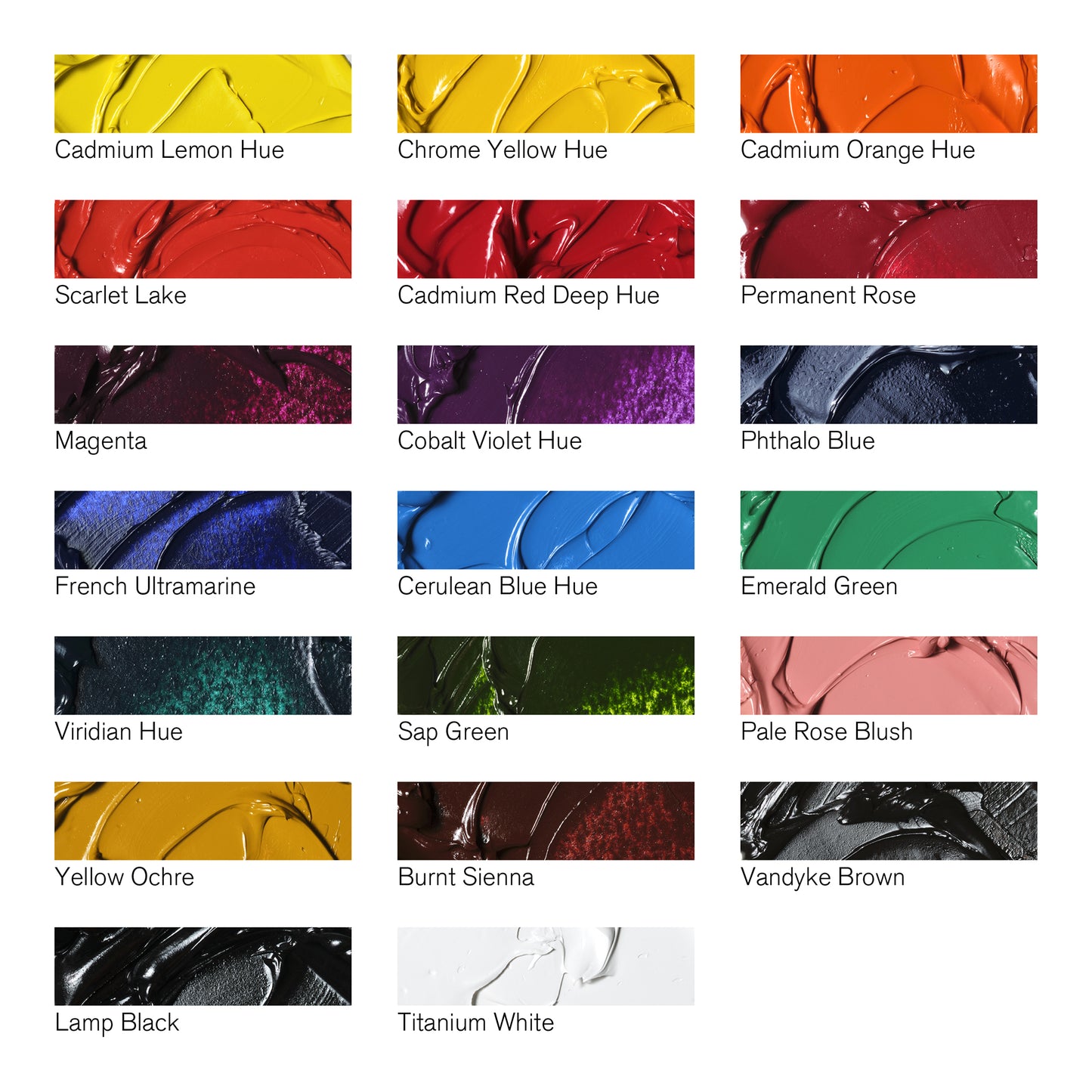 Winsor & Newton Winton Oil Colours - Colour Swatches