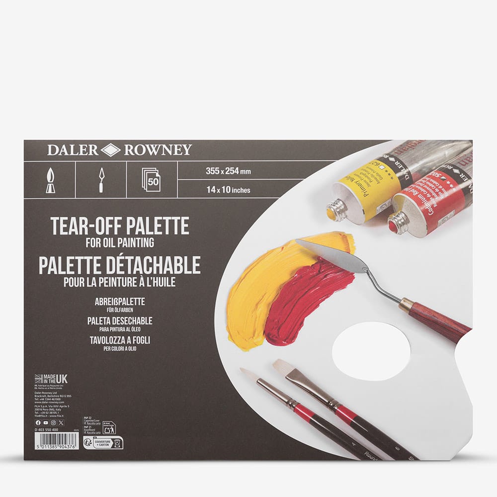 Daler-Rowney : Tear Off Palette : For Oil : 50 Sheets : 10x14in (Apx.25x36cm)