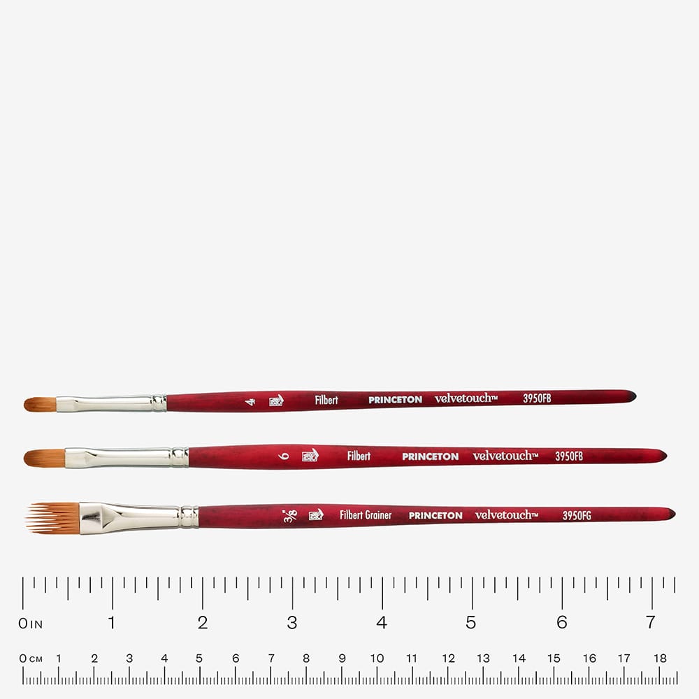 Princeton : Velvetouch : Series 3950 : Short Handle : Filbert Grainer