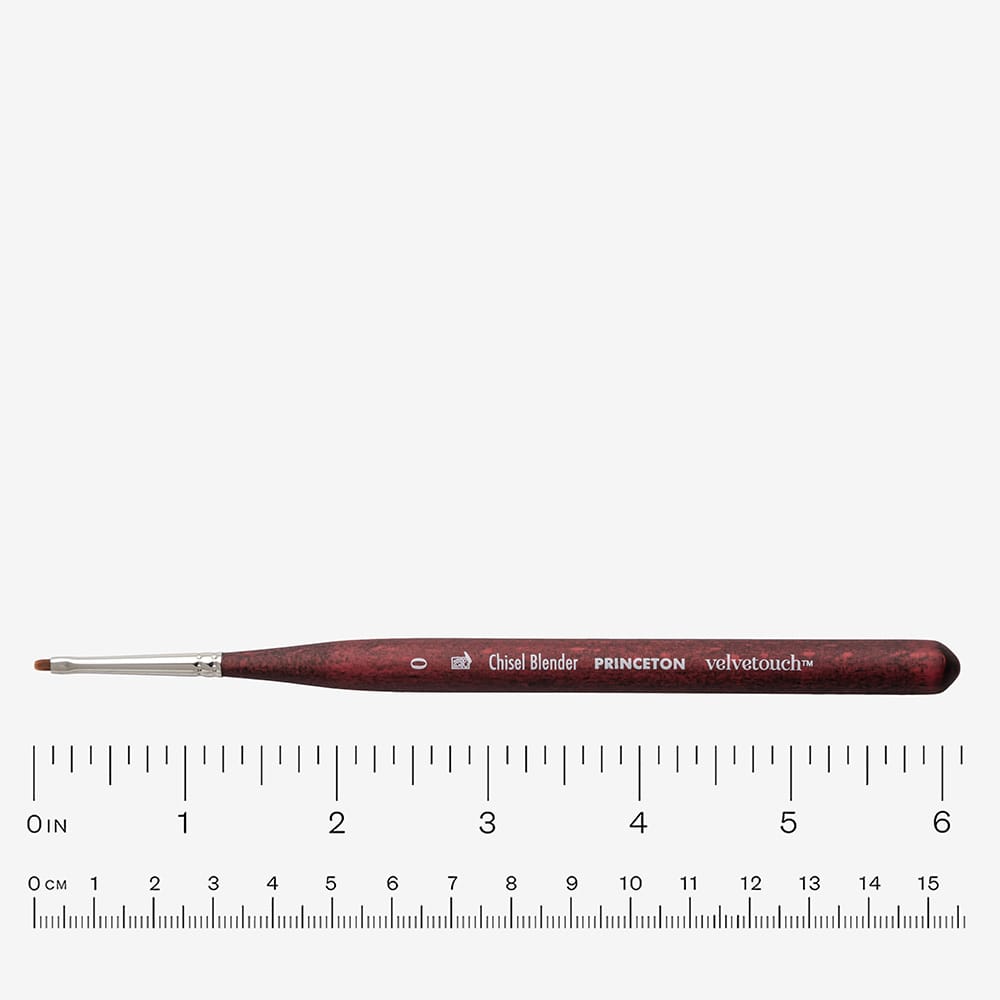 Princeton : Velvetouch : Series 3950 : Short Handle : Mini Chisel Blender : Size 0