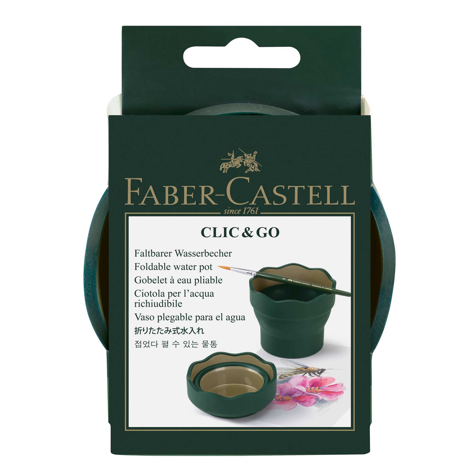 Faber-Castell Clic & Go Foldable Water Pot & Brush Holder in Packaging