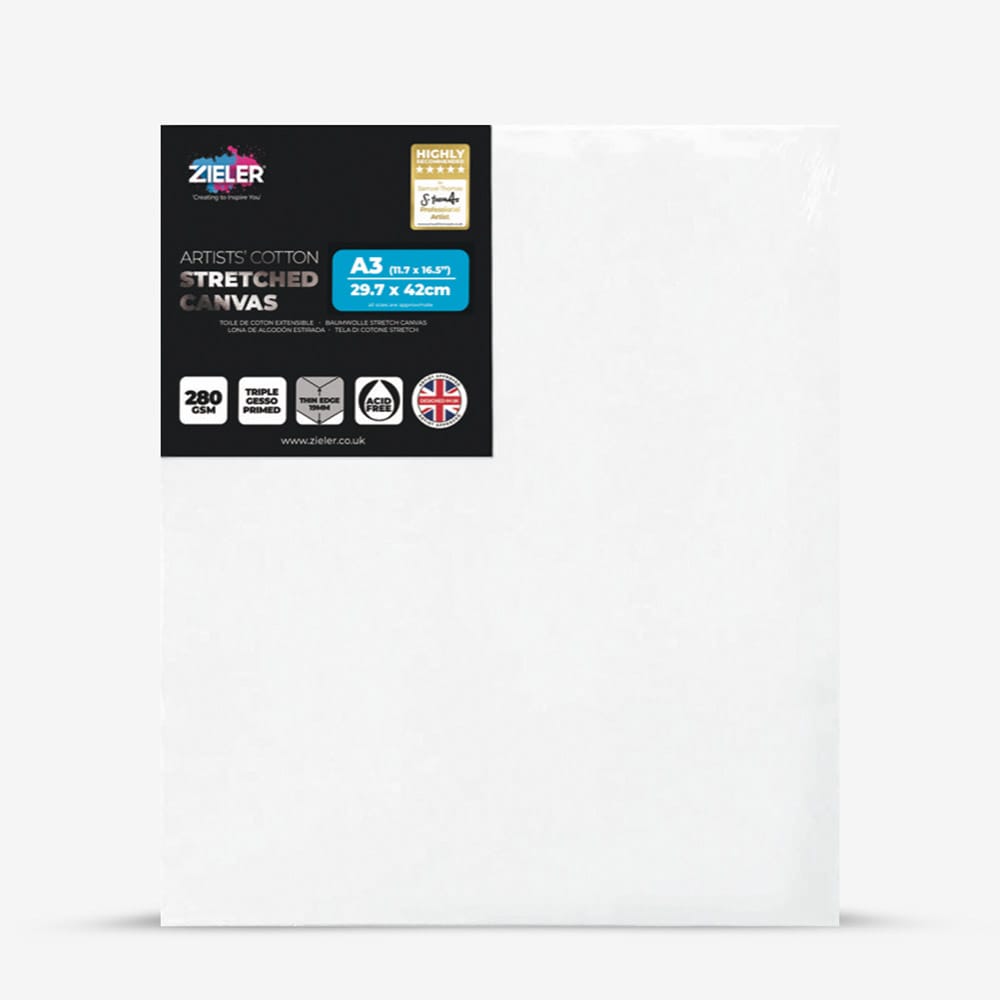 Zieler : Stretched White Canvas : Thin Edge : 280gsm