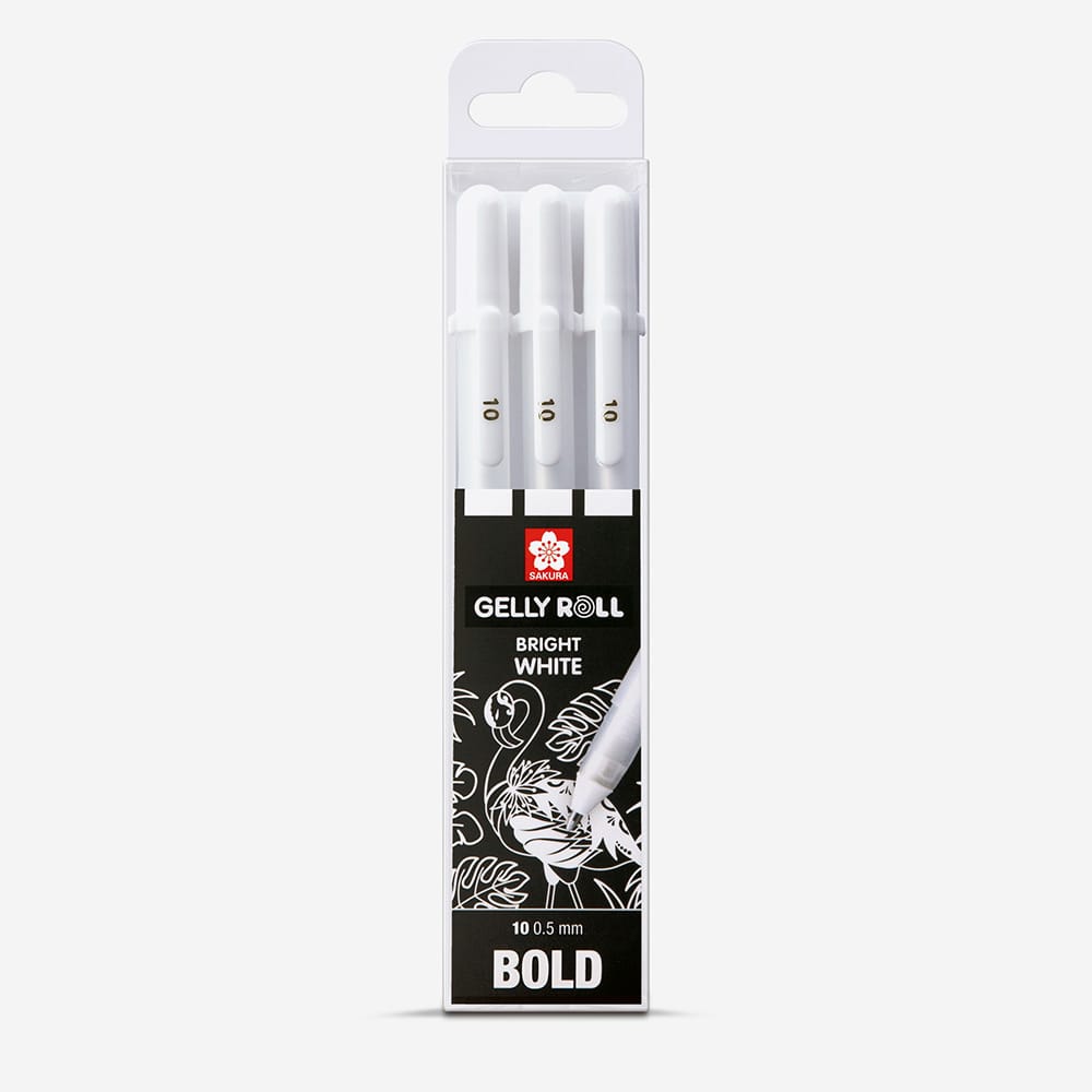 Sakura : Gelly Roll Pen : Basic Set : Bright White Gel Pens : Bold : Set of 3