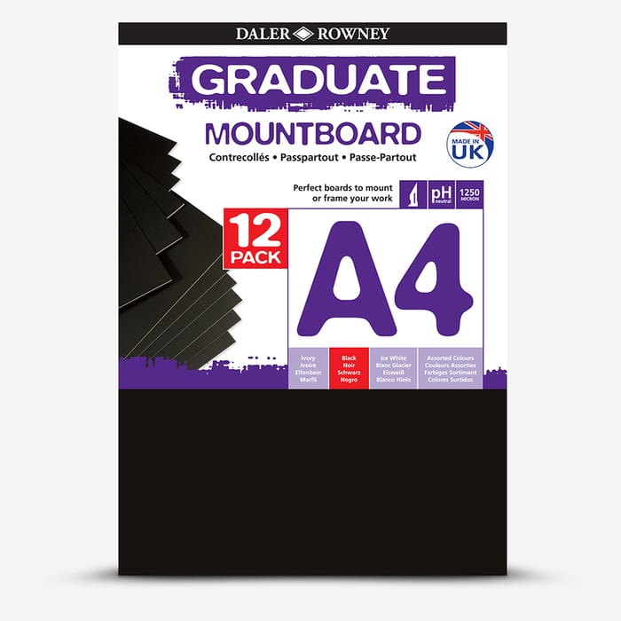 Daler-Rowney : Graduate Mountboard A4 : Black : Pack of 12