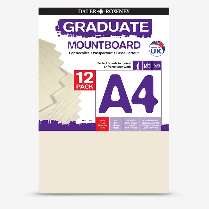 Daler-Rowney : Graduate Mountboard A4 : Ivory : Pack of 12
