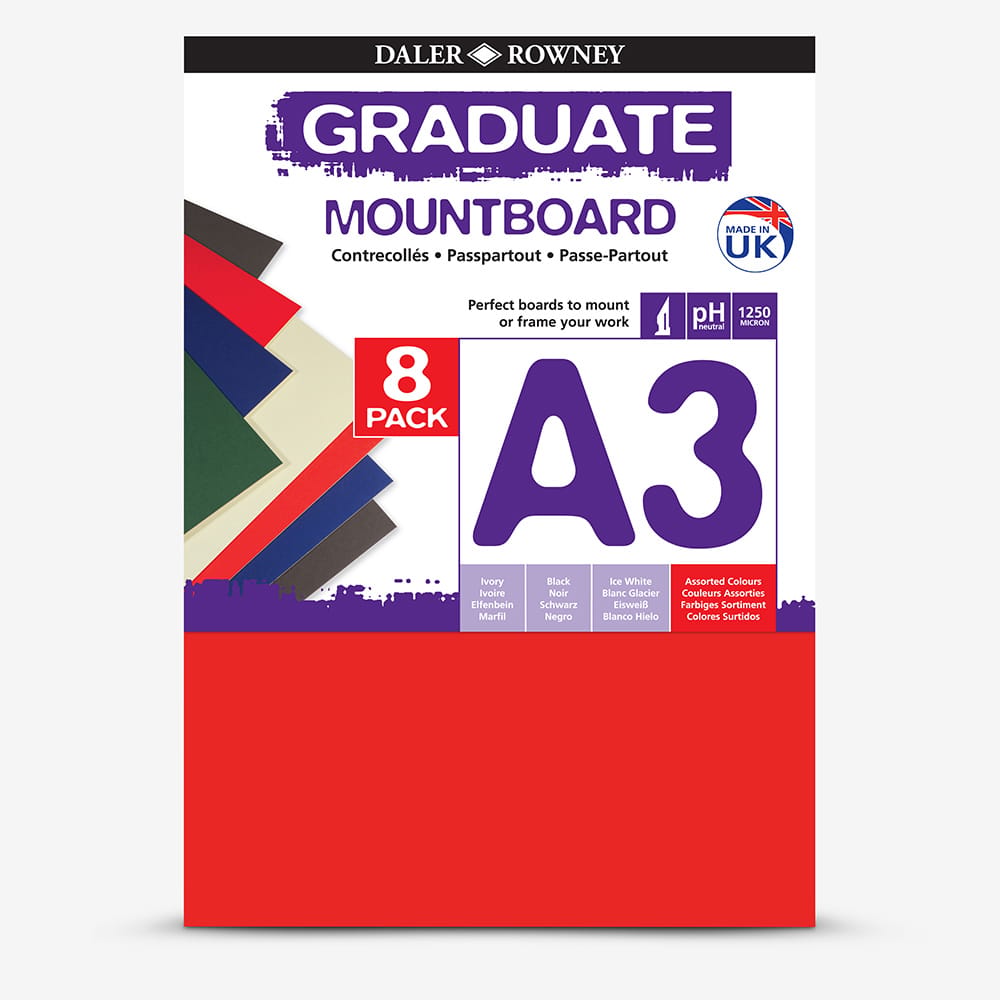 Daler-Rowney : Graduate Mountboard A3 : Assorted : Pack of 8