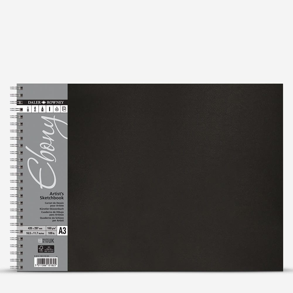 Daler-Rowney : Ebony : Spiral : Landscape : 160gsm : 54 Sheets