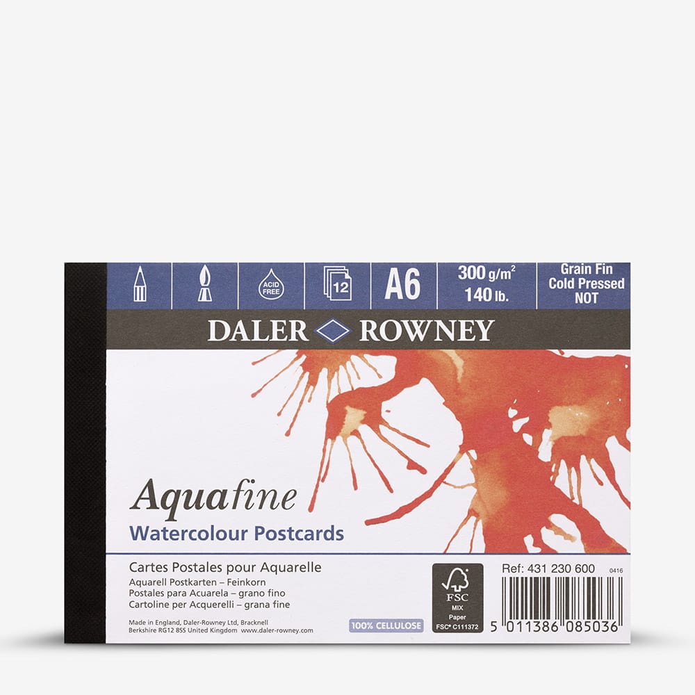 Daler-Rowney : Aquafine Watercolour Postcards Pad : 300g : 12 Sheets : A6