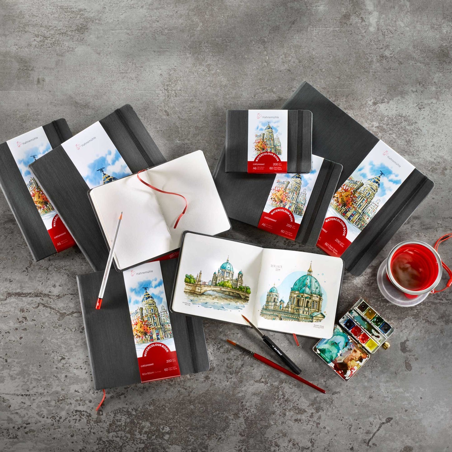 Hahnemühle Watercolour Book - Mood Photo with Sample Illustrations