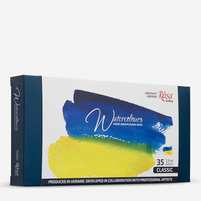 Rosa Gallery : Watercolour Paint : Full Pans : Classic Set of 35 : Indigo Metal Case