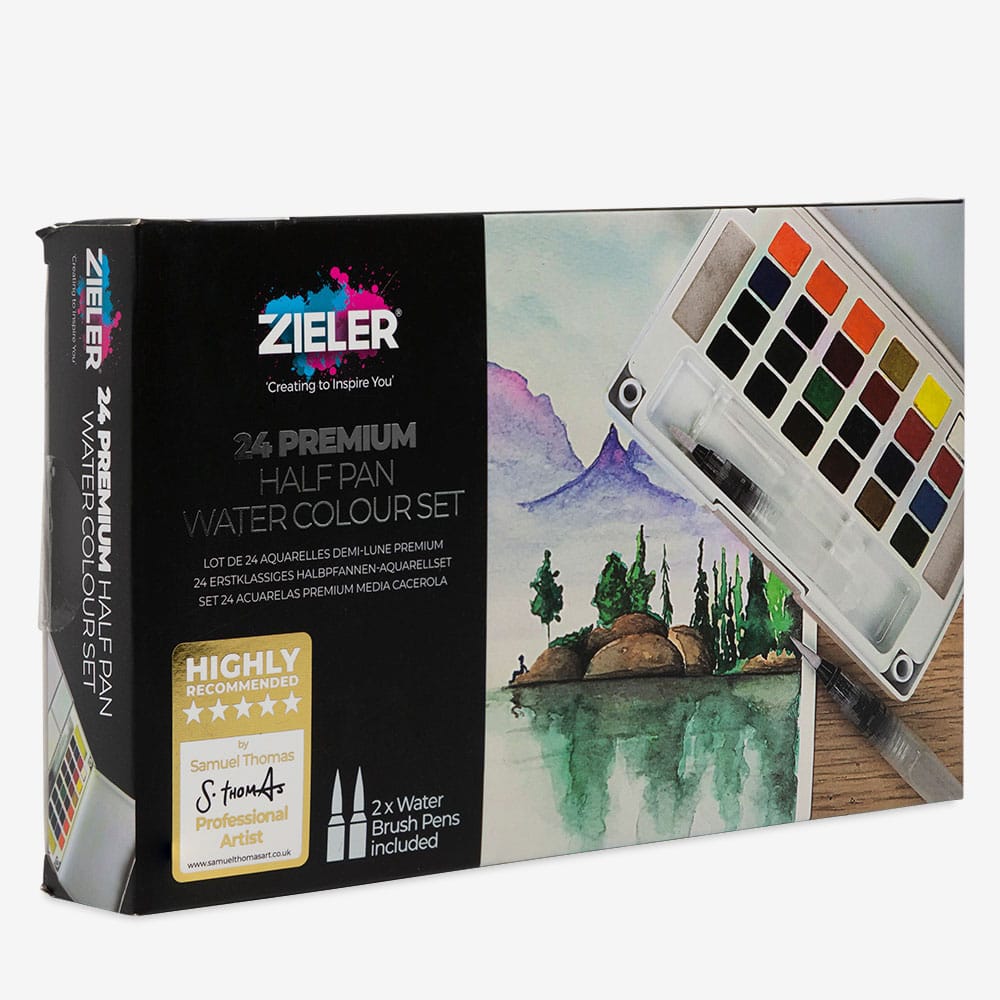 Zieler : Premium Watercolour Paint : Half Pan : Set of 24