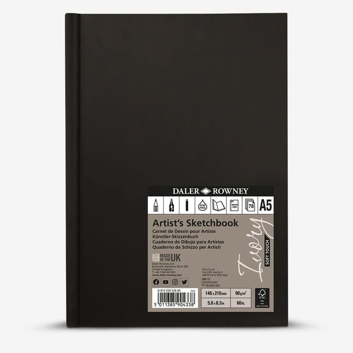 Daler-Rowney : Ivory : Sketchbook : Hardbound : 90gsm : 78 Sheets : A5