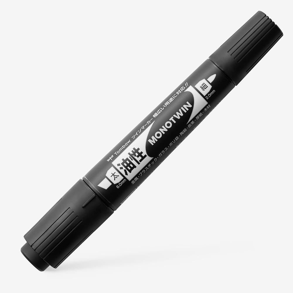 Tombow : Mono : Twin Permanent Marker : Fine & Chisel Tips : Black