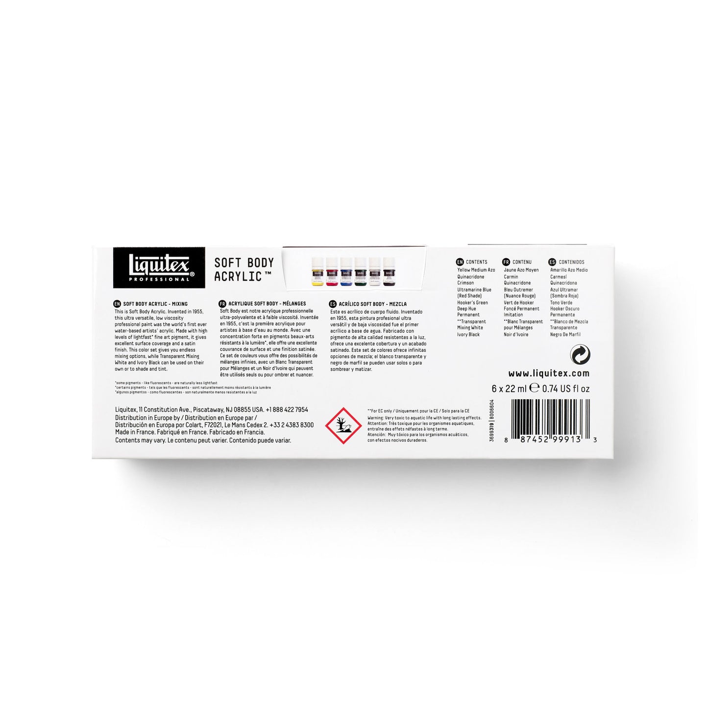Liquitex Professional Soft Body Acrylic Paint - Mixing Set of 6 x 22ml